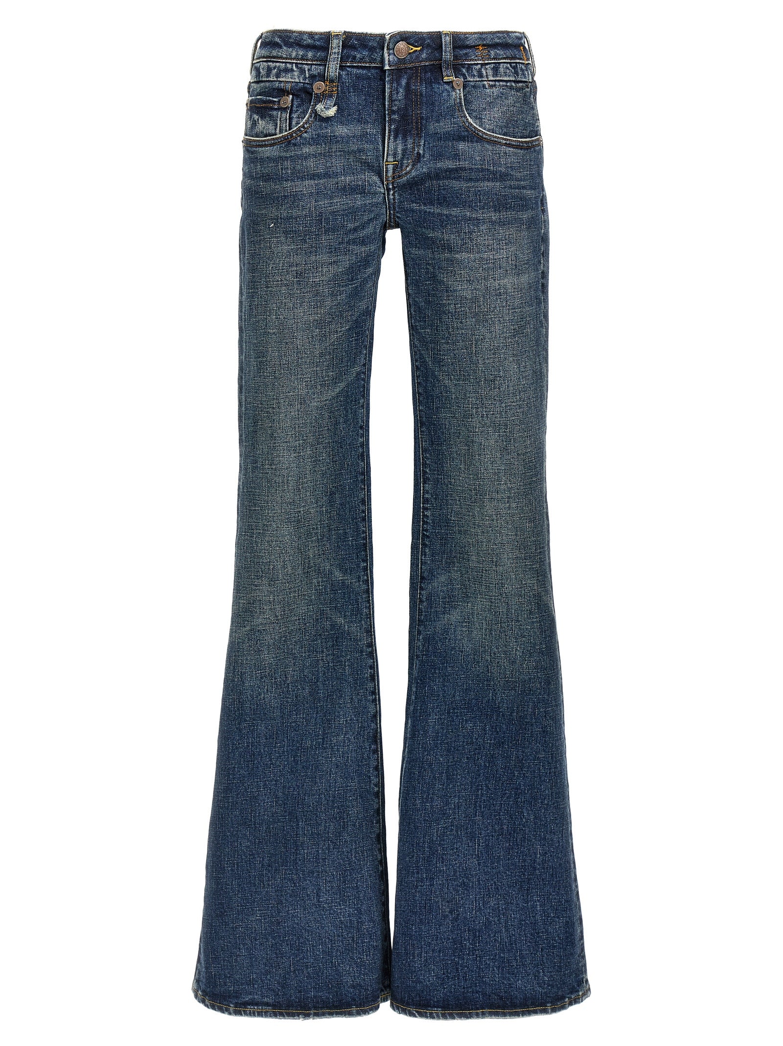 R13 Blaue Baumwoll-Jeans mit ausgestelltem Bein