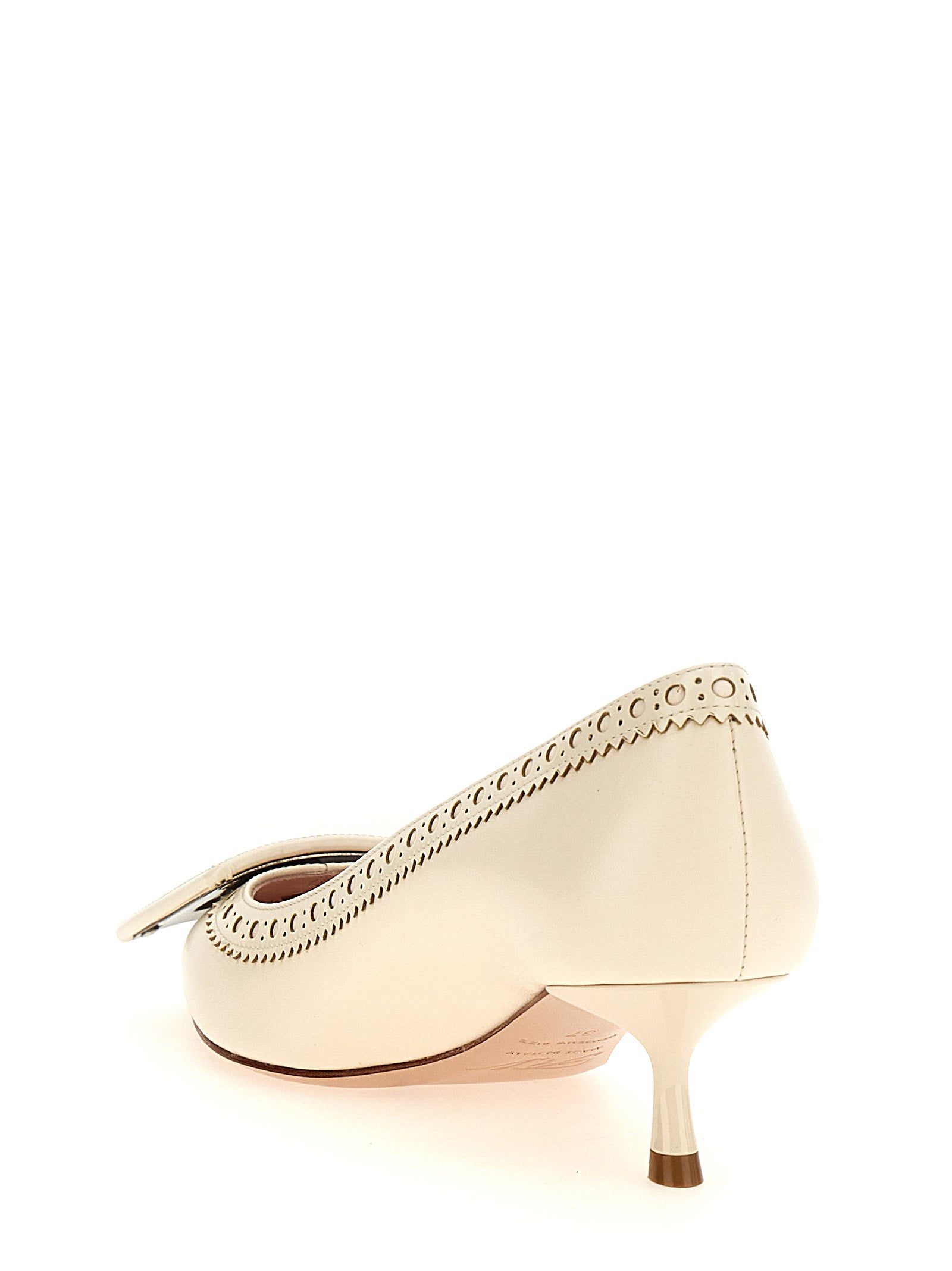 Roger Vivier Weiße Pumps aus Lammleder mit mittlerem Absatz