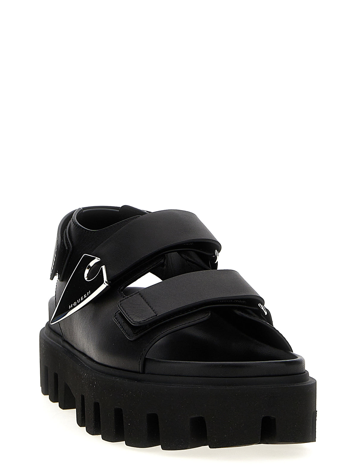 Alexander McQueen Schwarze Bos Taurus Kalbsleder-Sandalen