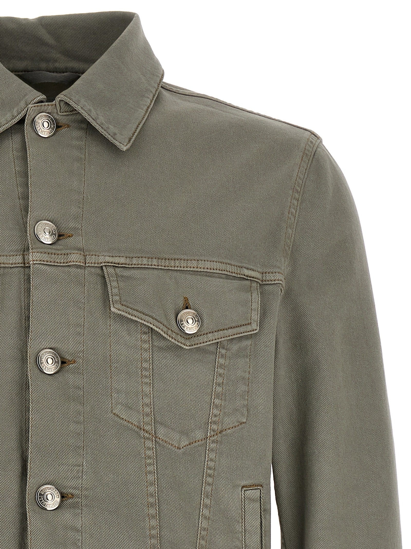 Brunello Cucinelli Graue Jeansjacke aus Baumwolle