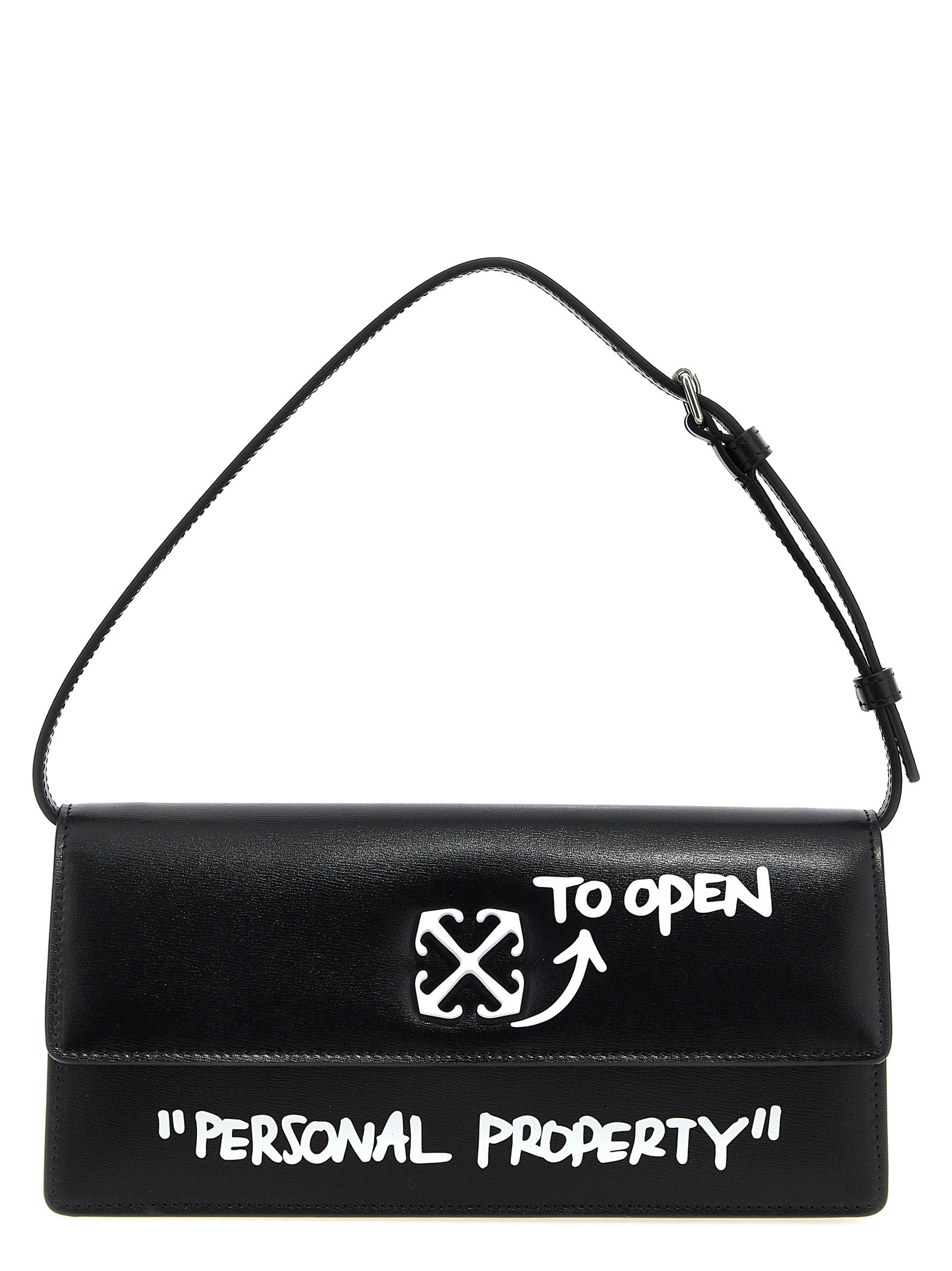 Off-White Zweifarbige Schultertasche aus Kalbsleder
