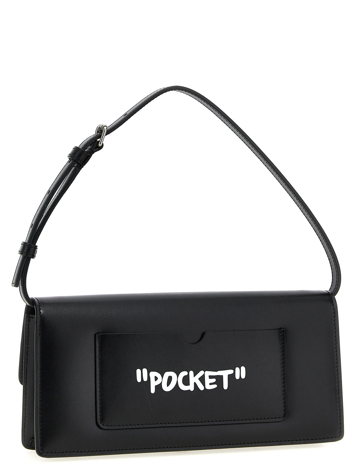 Off-White Zweifarbige Schultertasche aus Kalbsleder