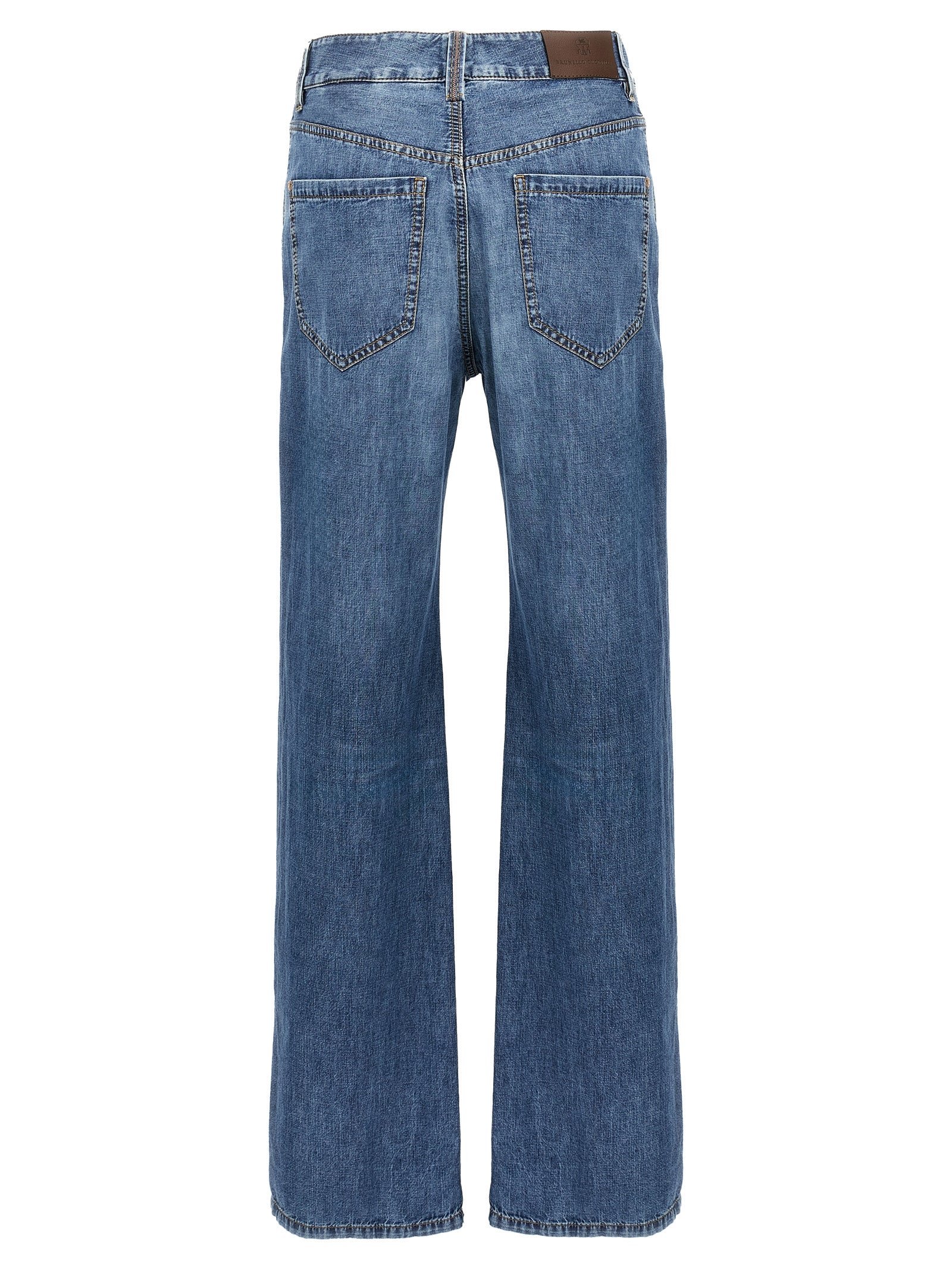 Brunello Cucinelli Blaue Jeans aus Baumwolle im geraden Schnitt