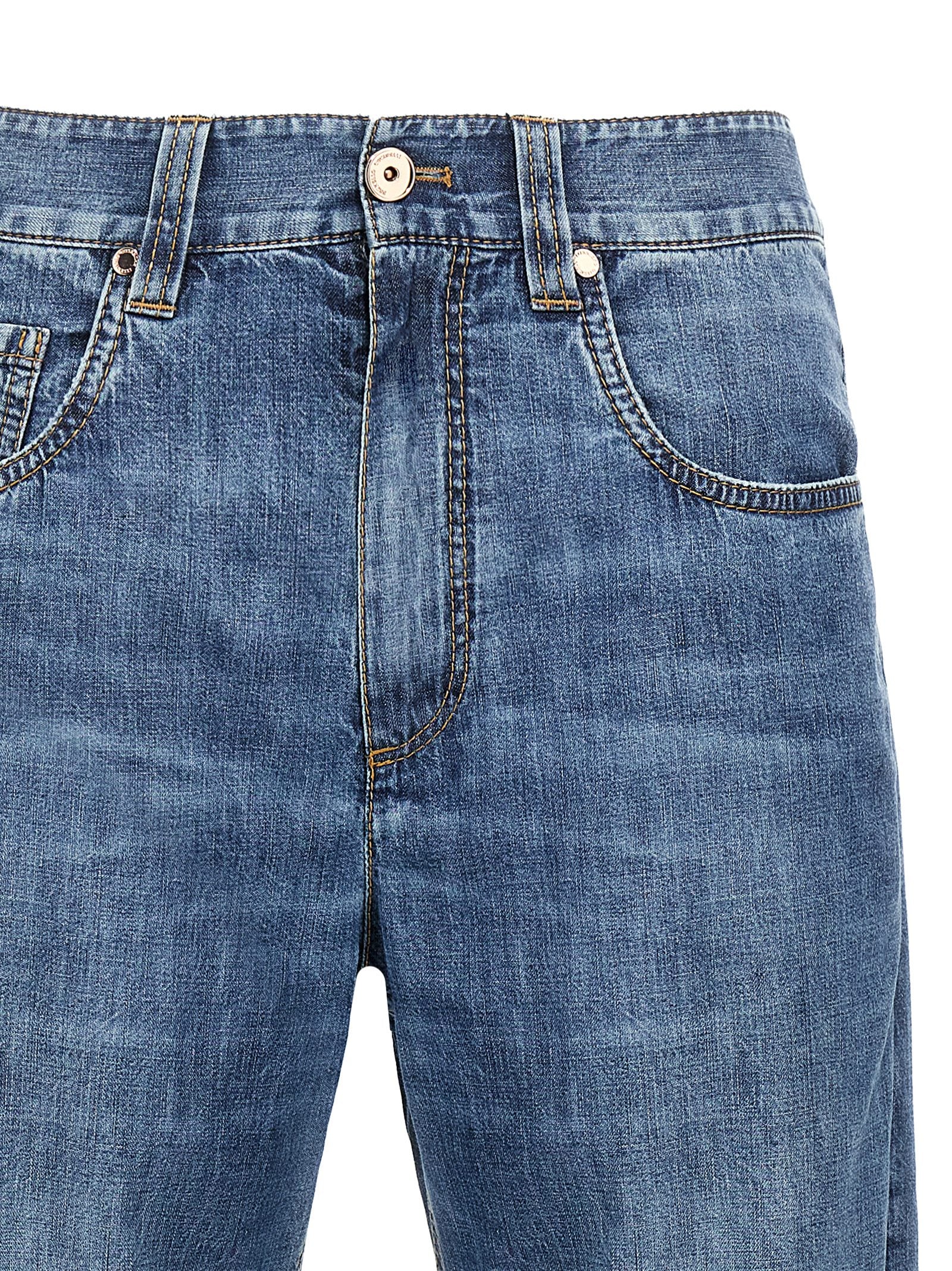 Brunello Cucinelli Blaue Jeans aus Baumwolle im geraden Schnitt