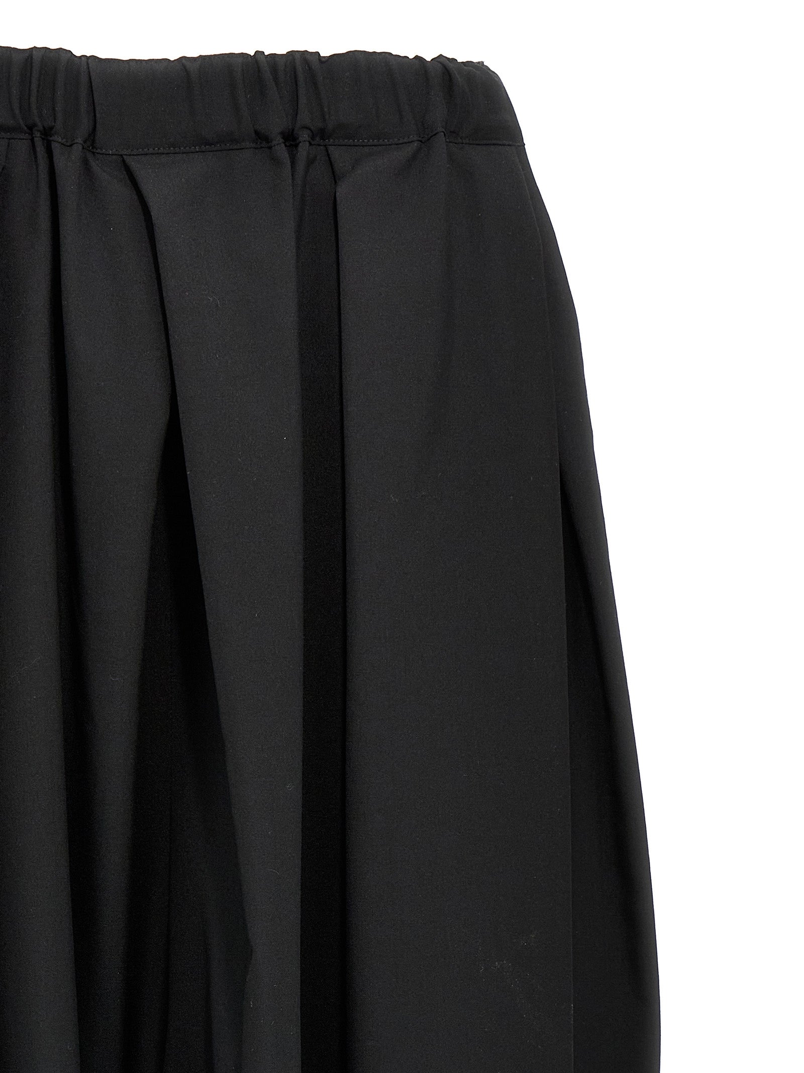 Comme Des Garçons Schwarzer Wollrock in Midi-Länge