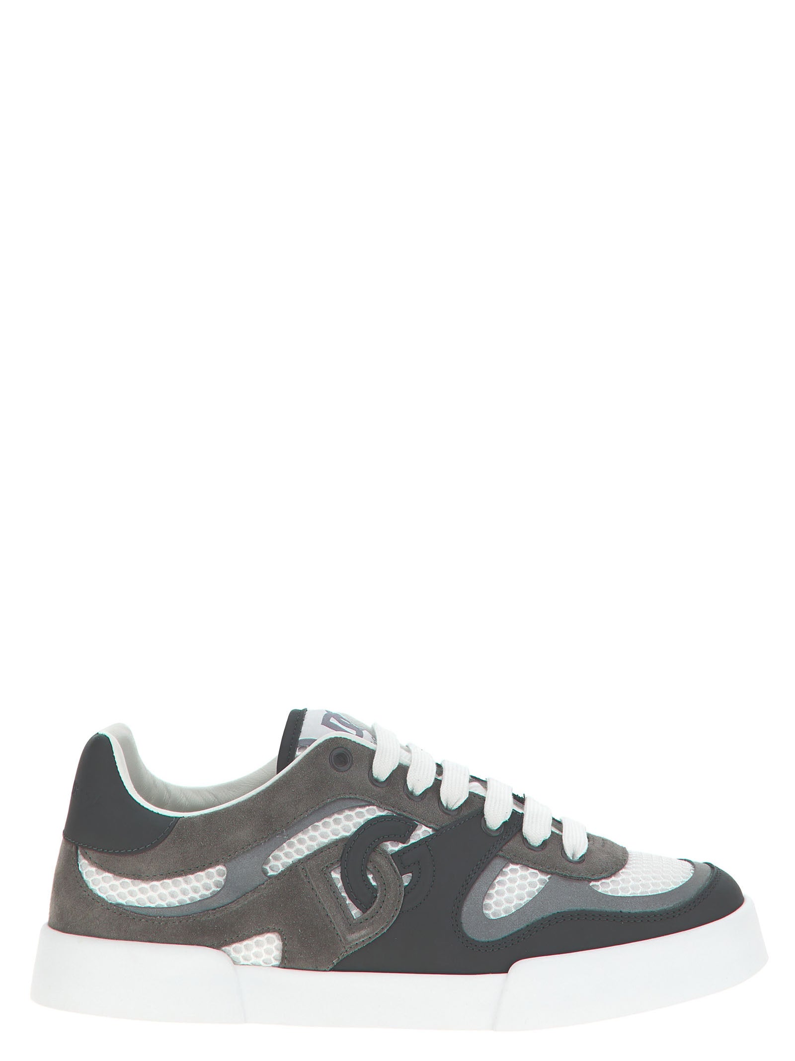 Dolce & Gabbana Graue Kalbsleder-Sneaker im Athletic-Stil