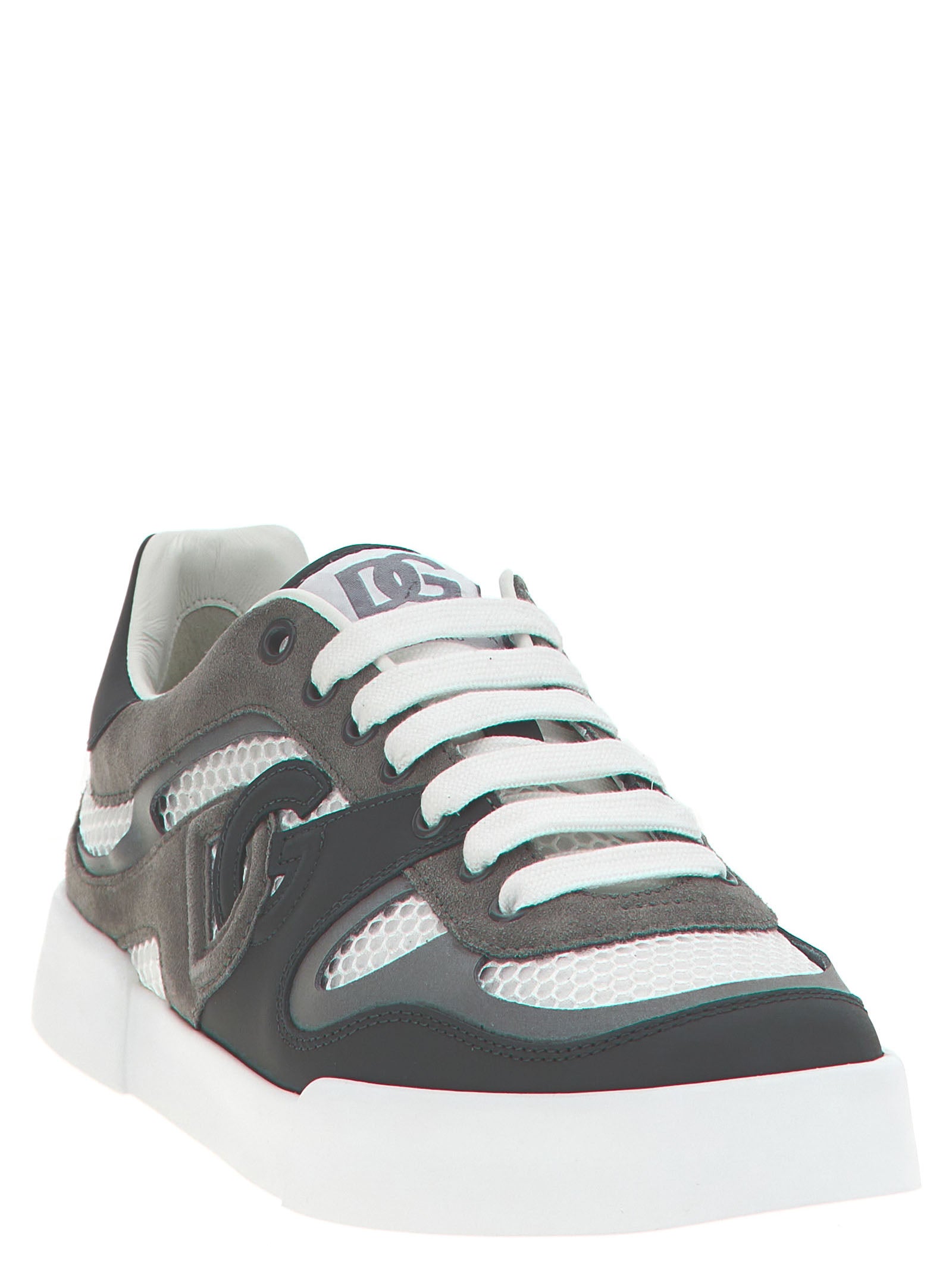 Dolce & Gabbana Graue Kalbsleder-Sneaker im Athletic-Stil
