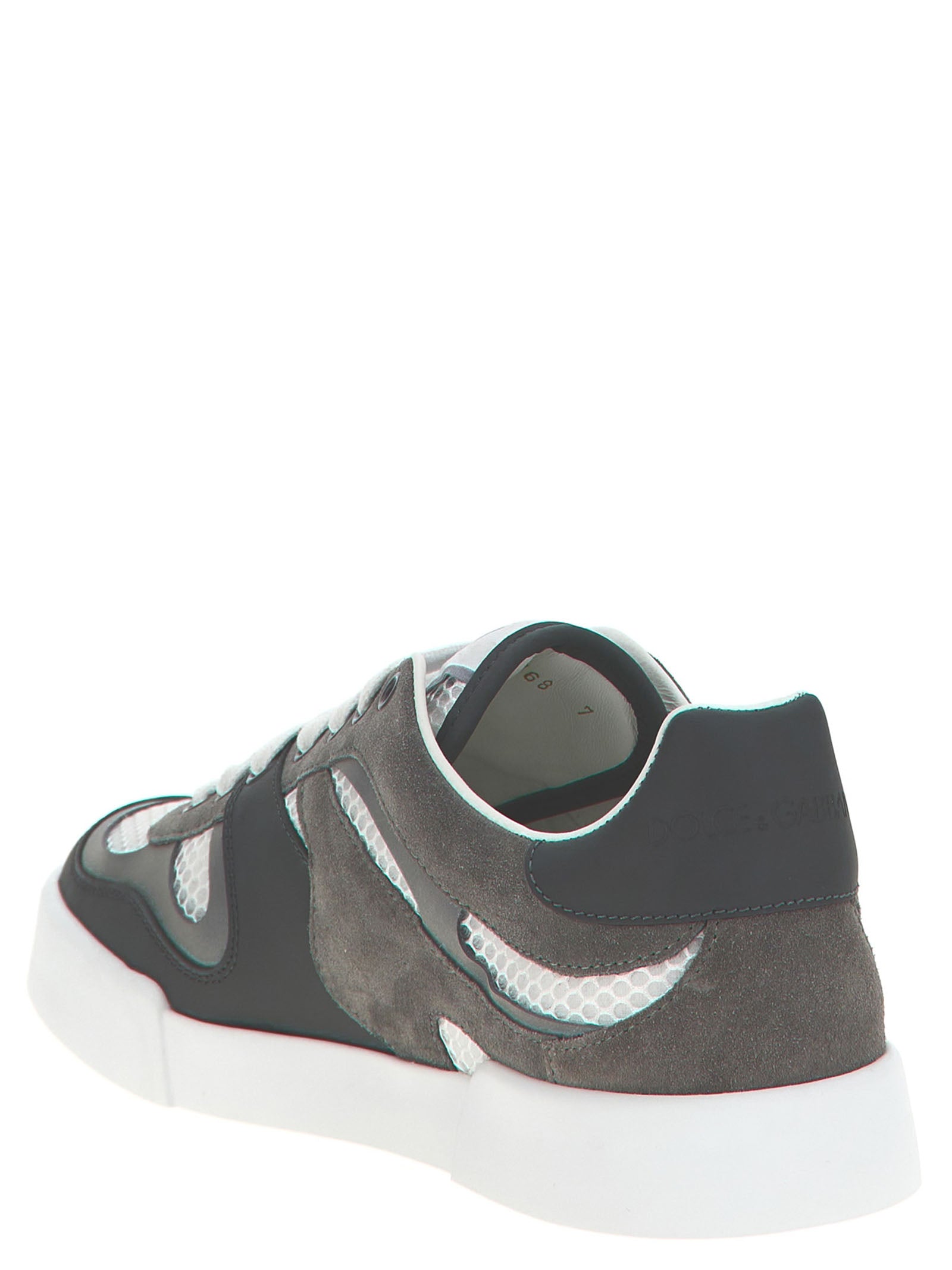 Dolce & Gabbana Graue Kalbsleder-Sneaker im Athletic-Stil