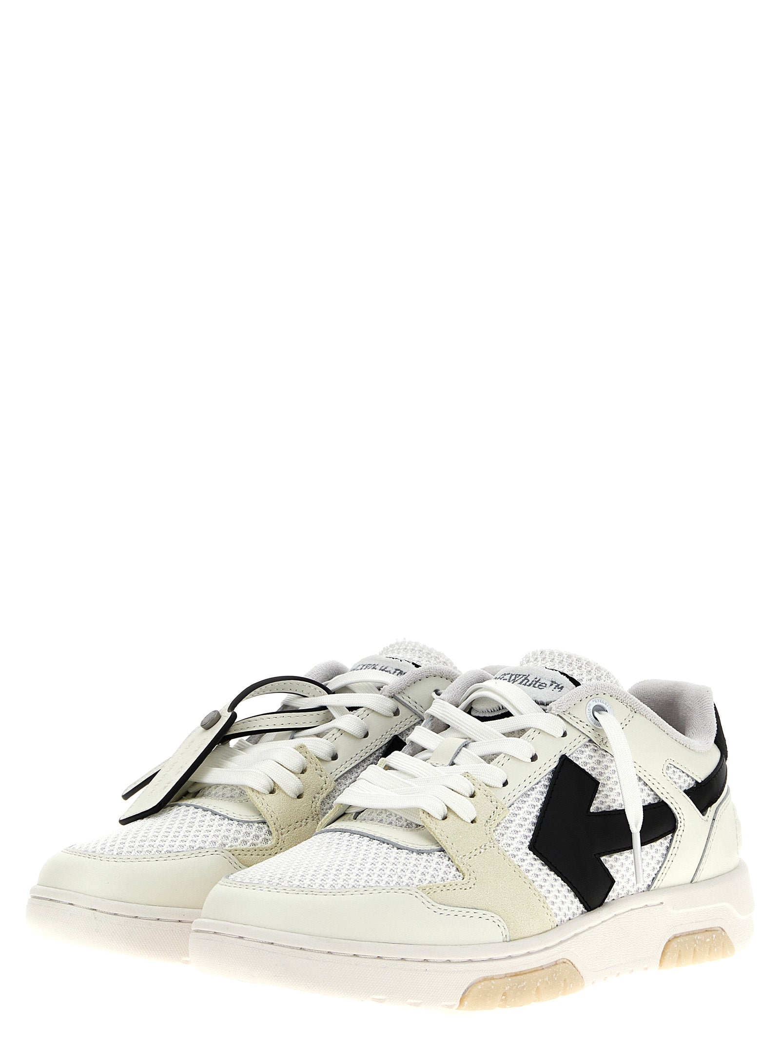 Off-White Zweifarbige Sneaker aus Rindsleder im Athletic-Stil