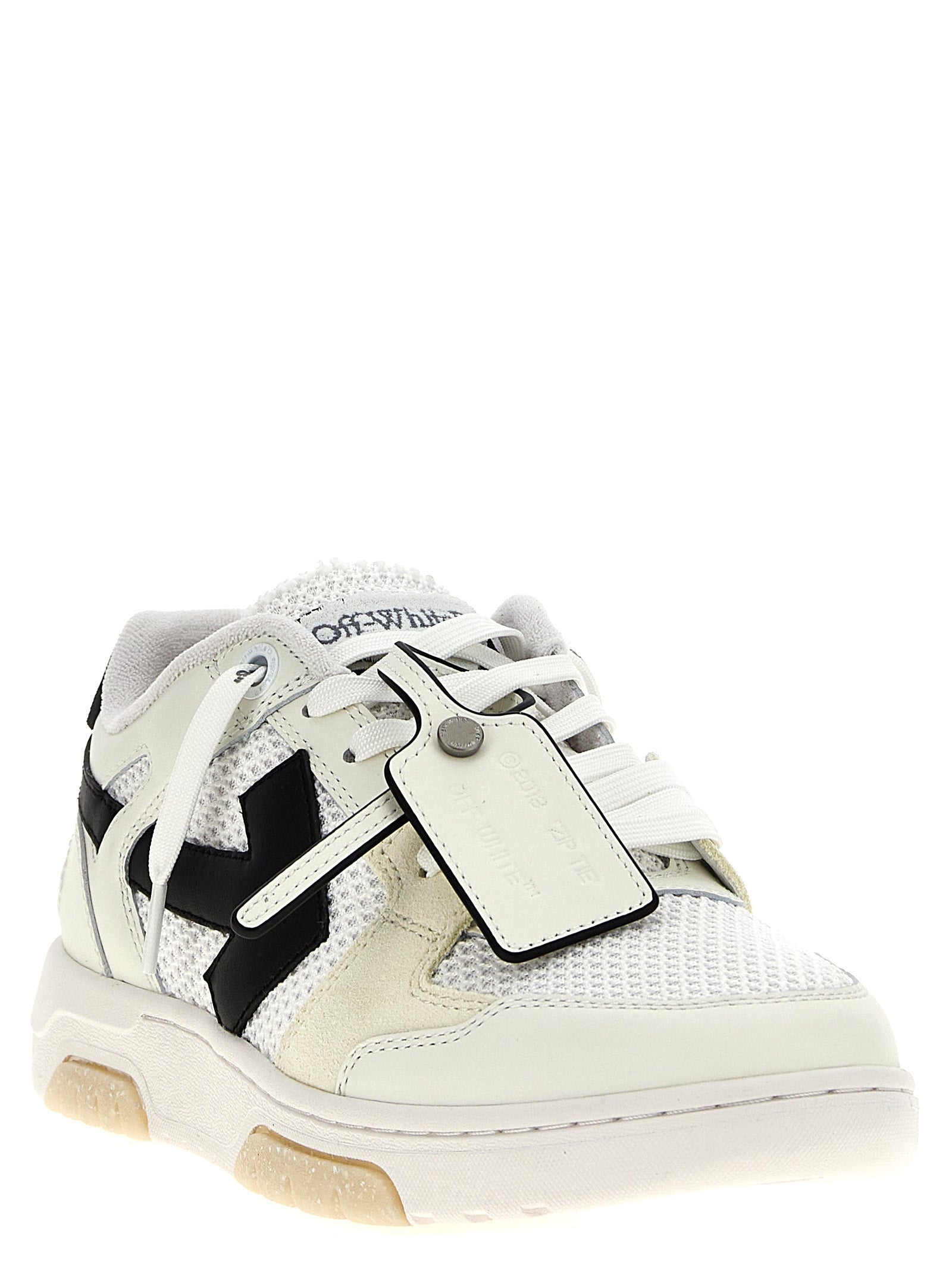 Off-White Zweifarbige Sneaker aus Rindsleder im Athletic-Stil