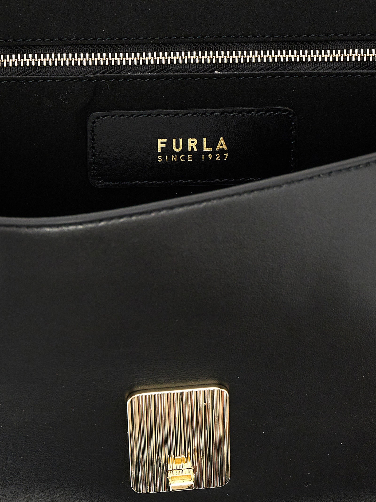 Furla Schwarze Leder Umhängetasche