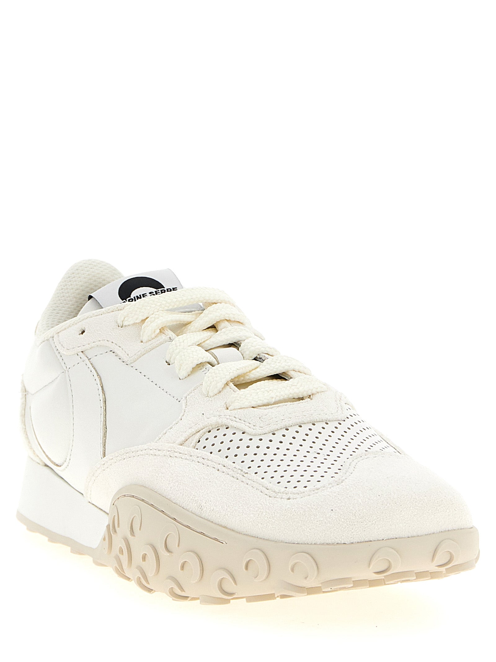 Marine Serre Weiße Kalbsleder-Sneaker im Athletic-Look
