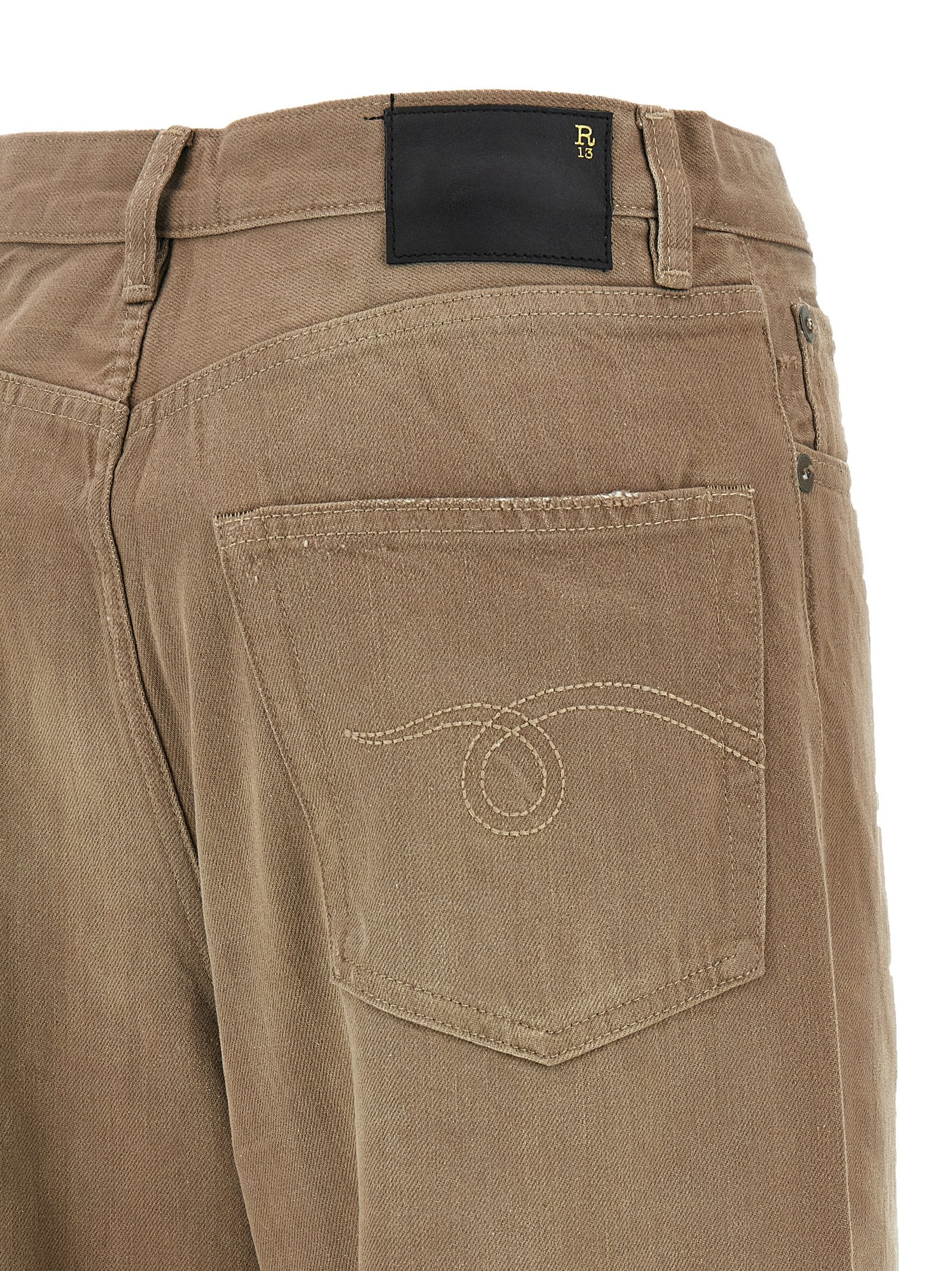 R13 Braune Baumwoll-Jeans mit hoher Taille