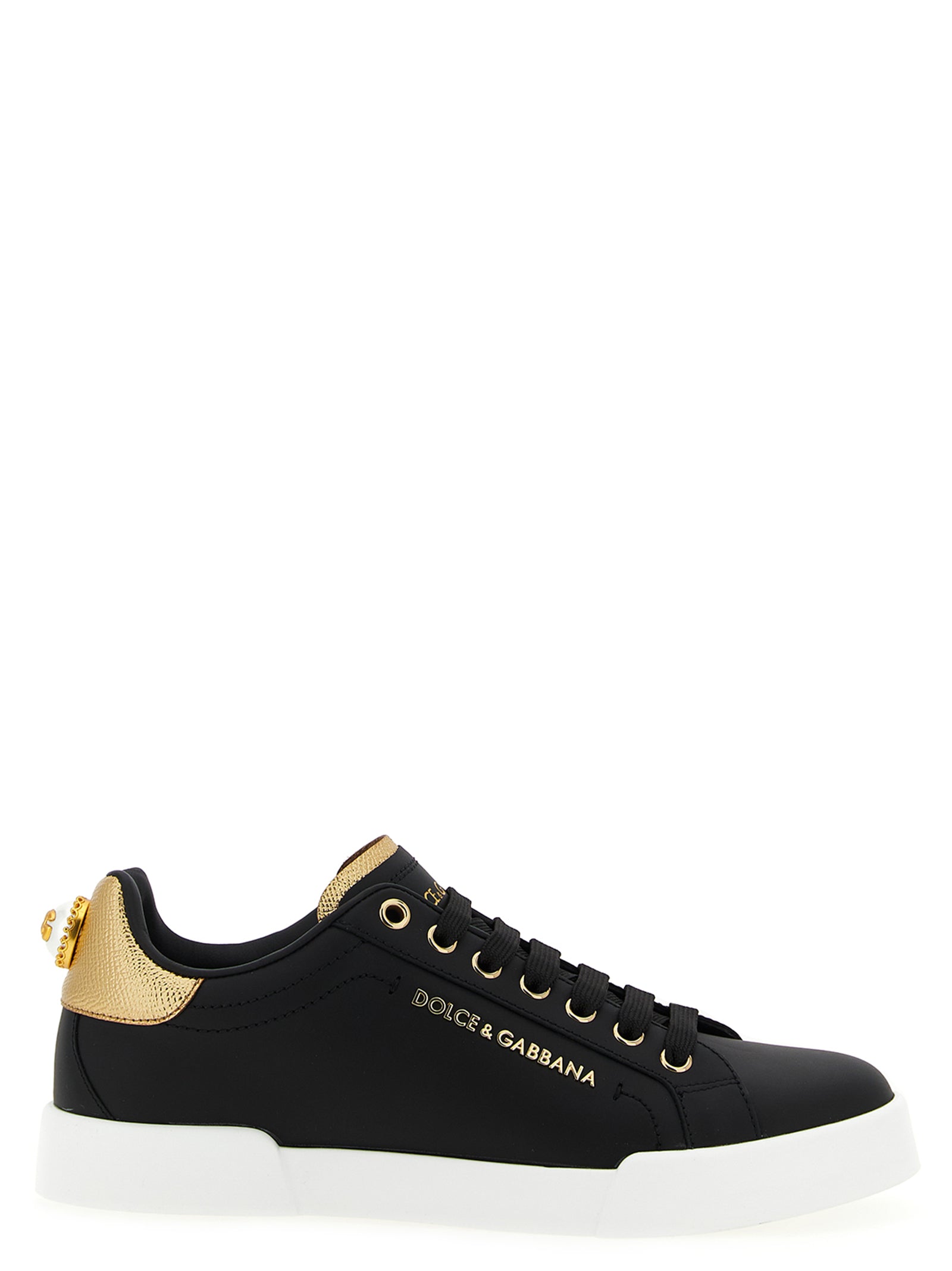 Dolce & Gabbana Schwarze Kalbsleder-Sneaker