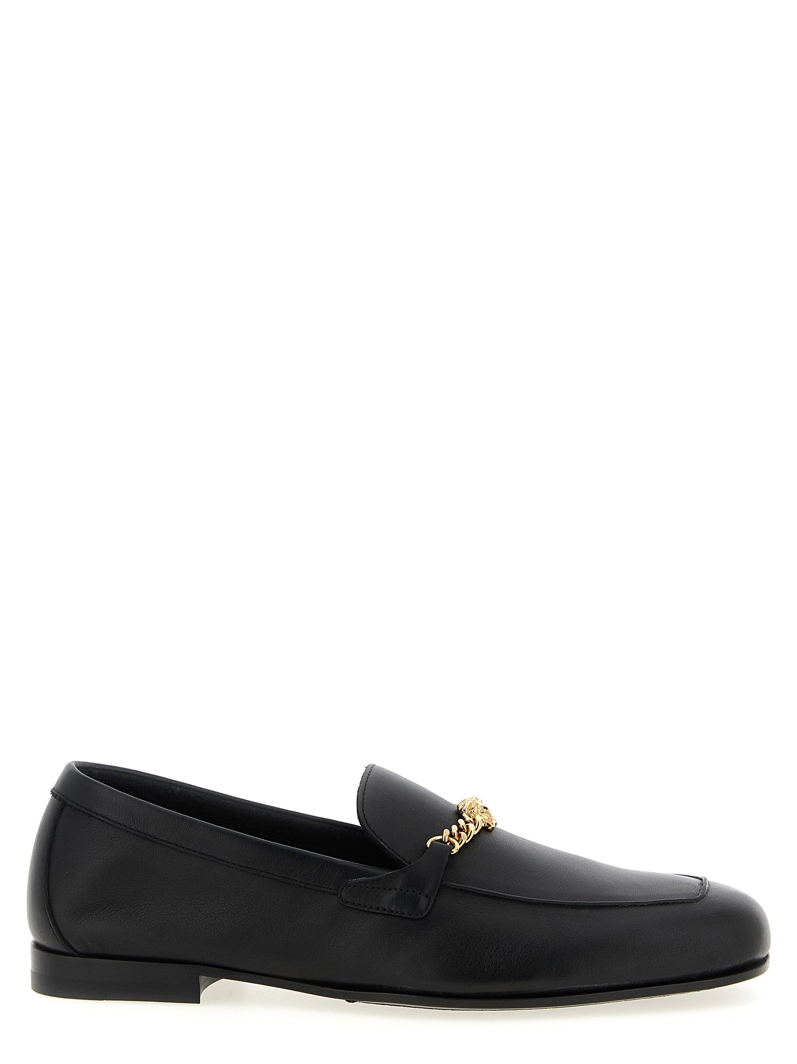 Versace Schwarze Loafer aus Kalbsleder zum Hineinschlüpfen