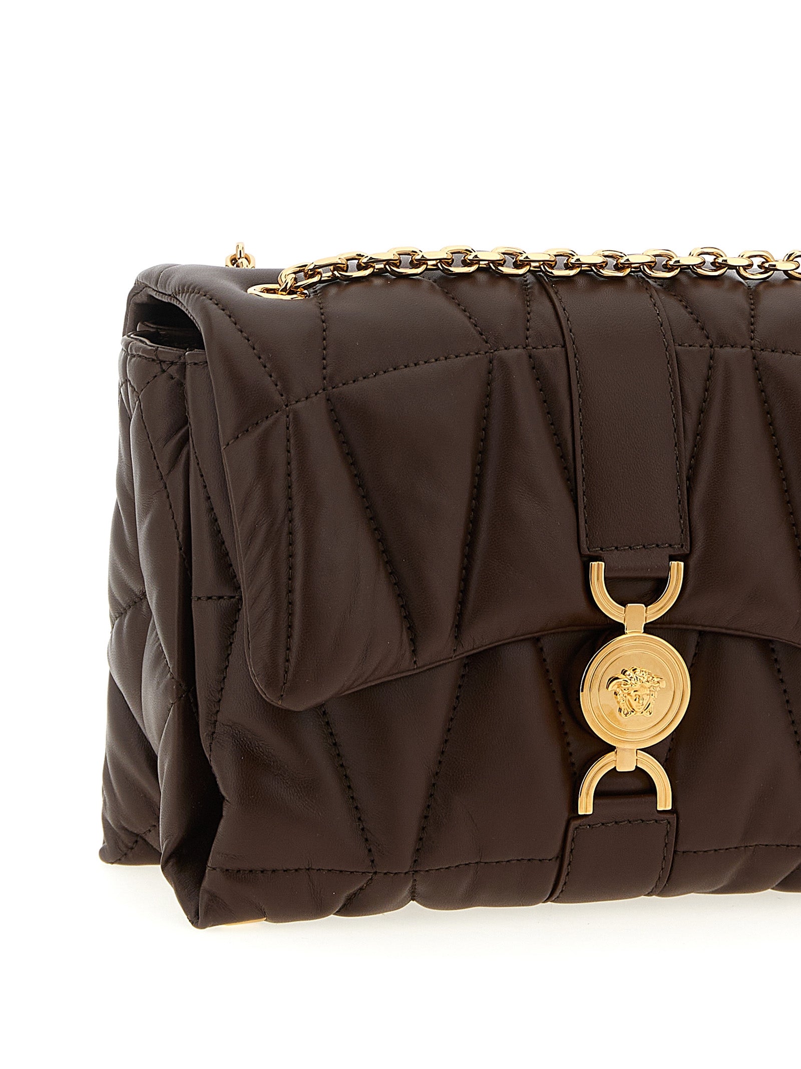 Versace Schultertasche aus braunem Lammleder