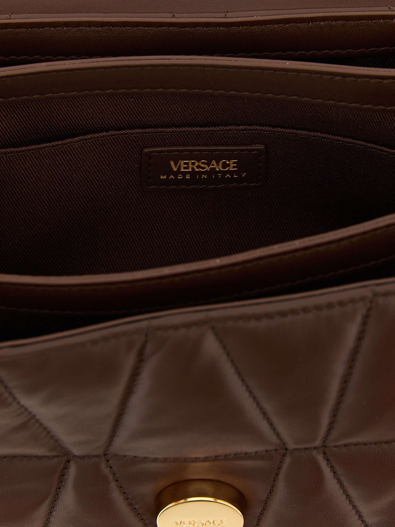 Versace Schultertasche aus braunem Lammleder