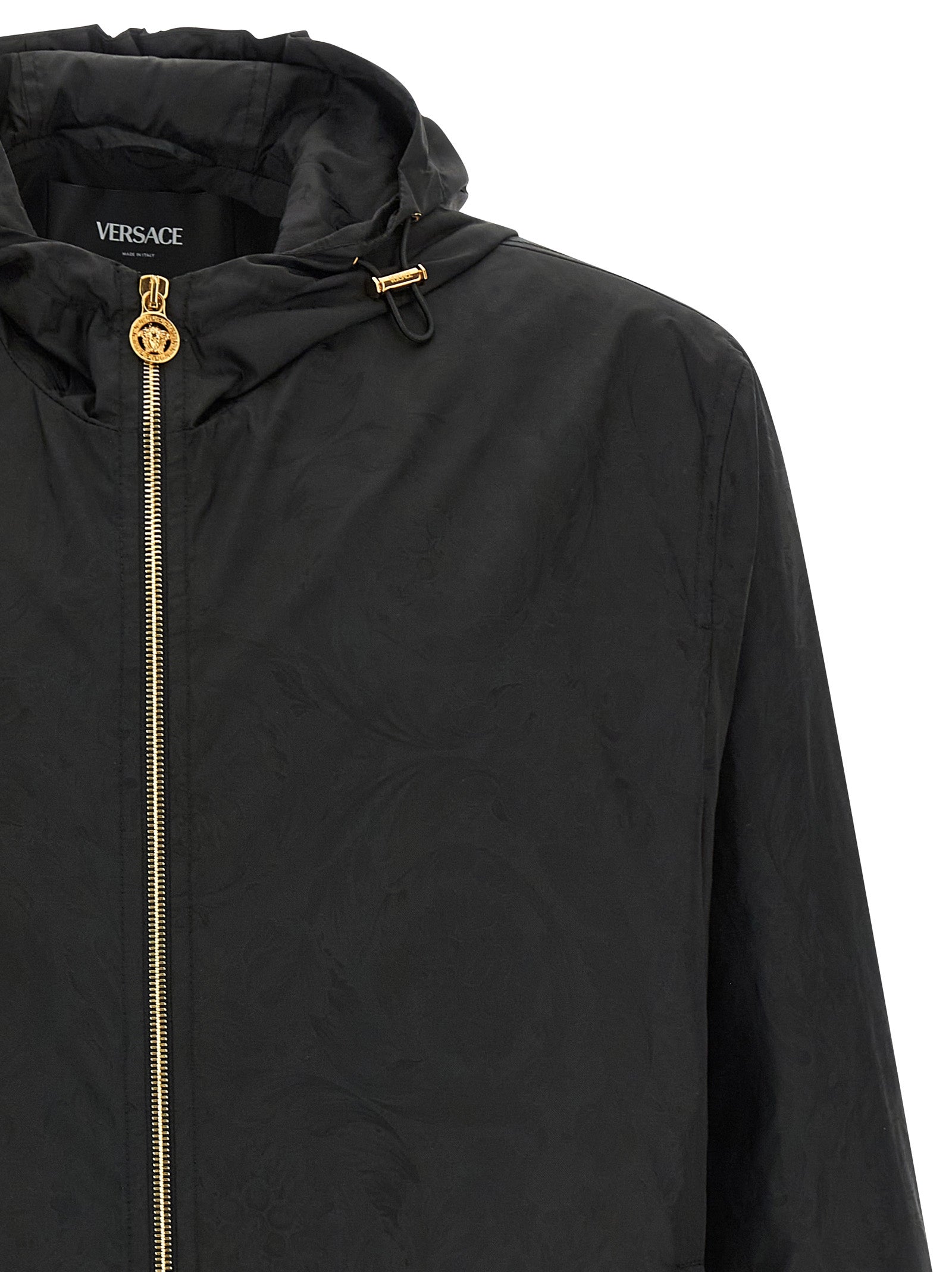 Versace Schwarze Nylon-Shell-Jacke