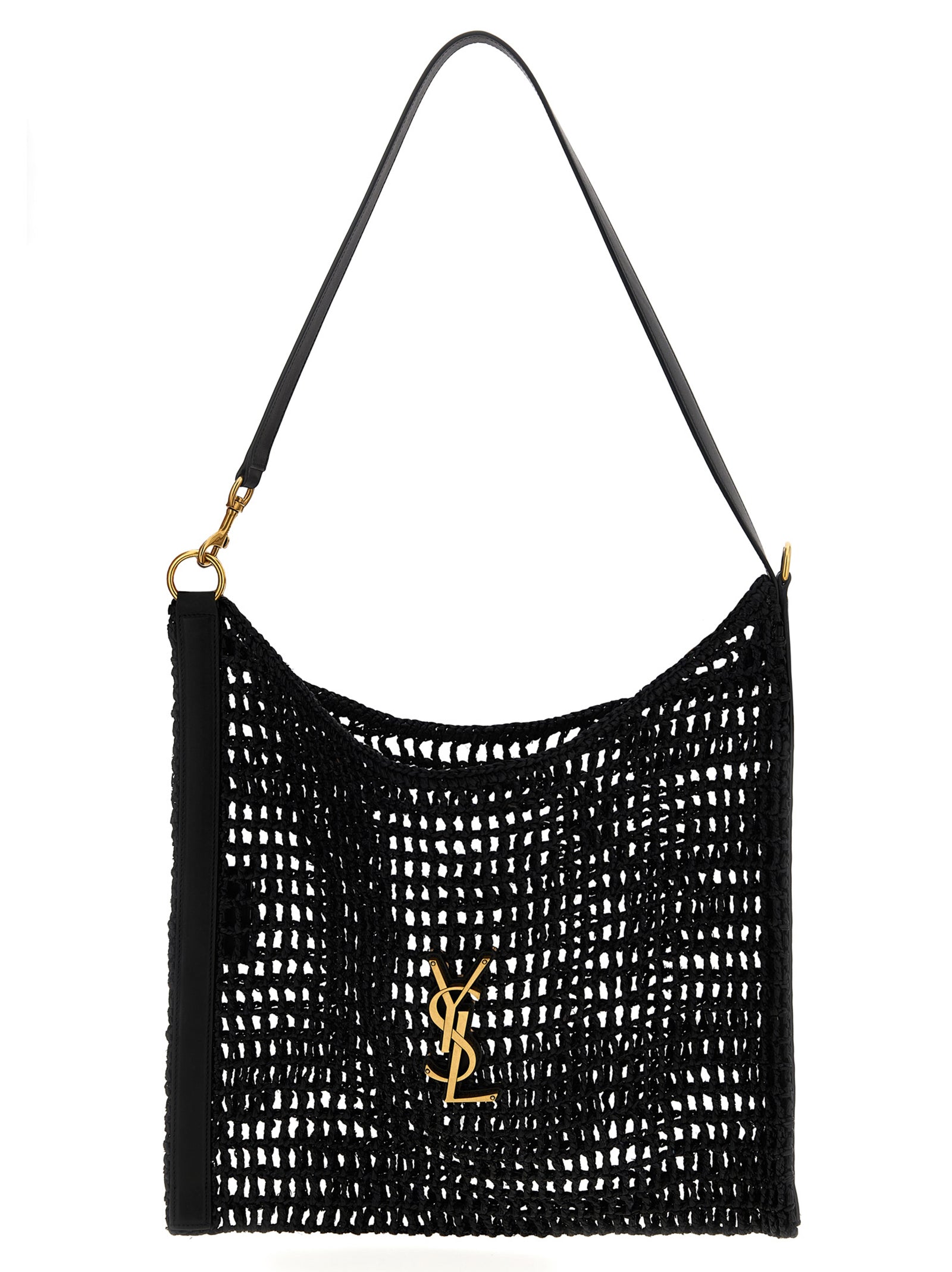 Saint Laurent Schwarze Raffia-Umhängetasche