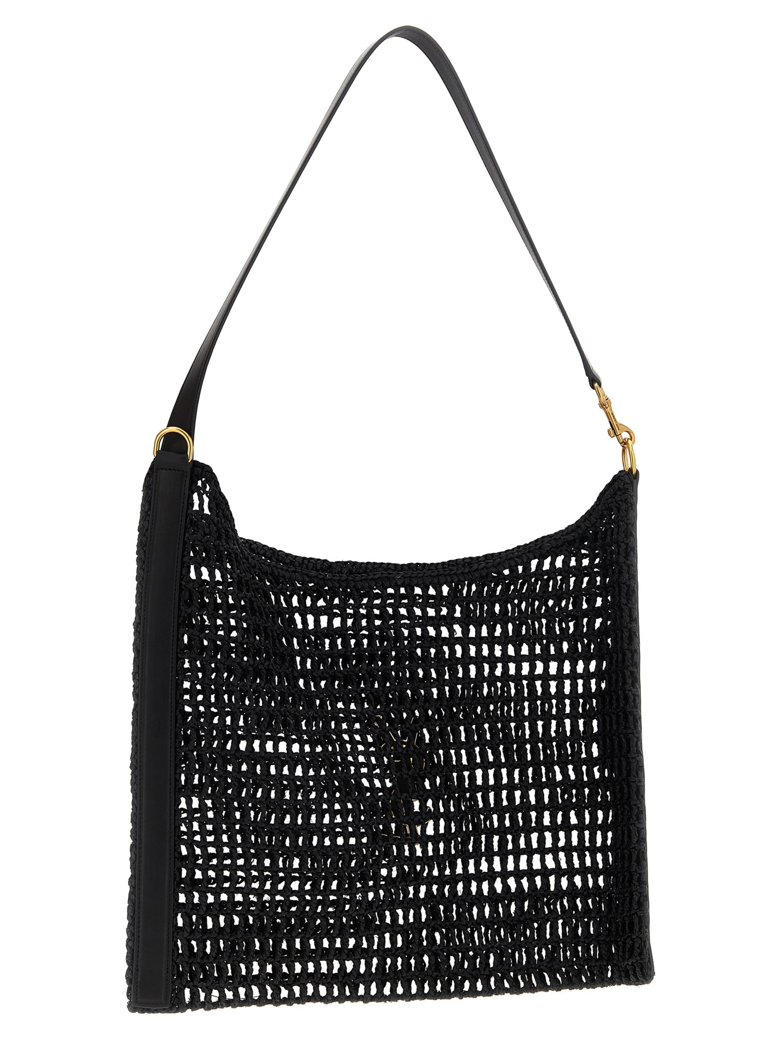 Saint Laurent Schwarze Raffia-Umhängetasche
