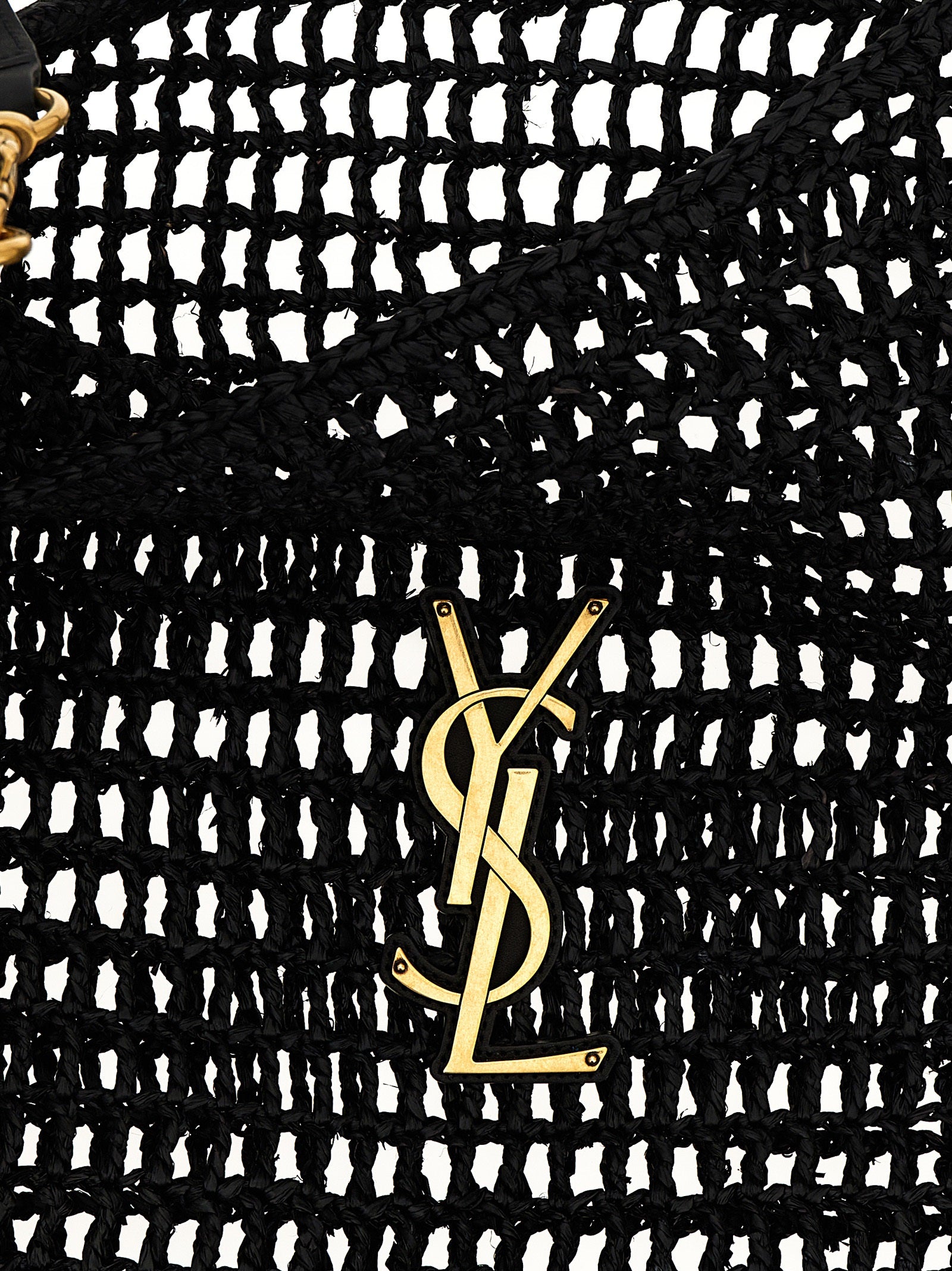 Saint Laurent Schwarze Raffia-Umhängetasche
