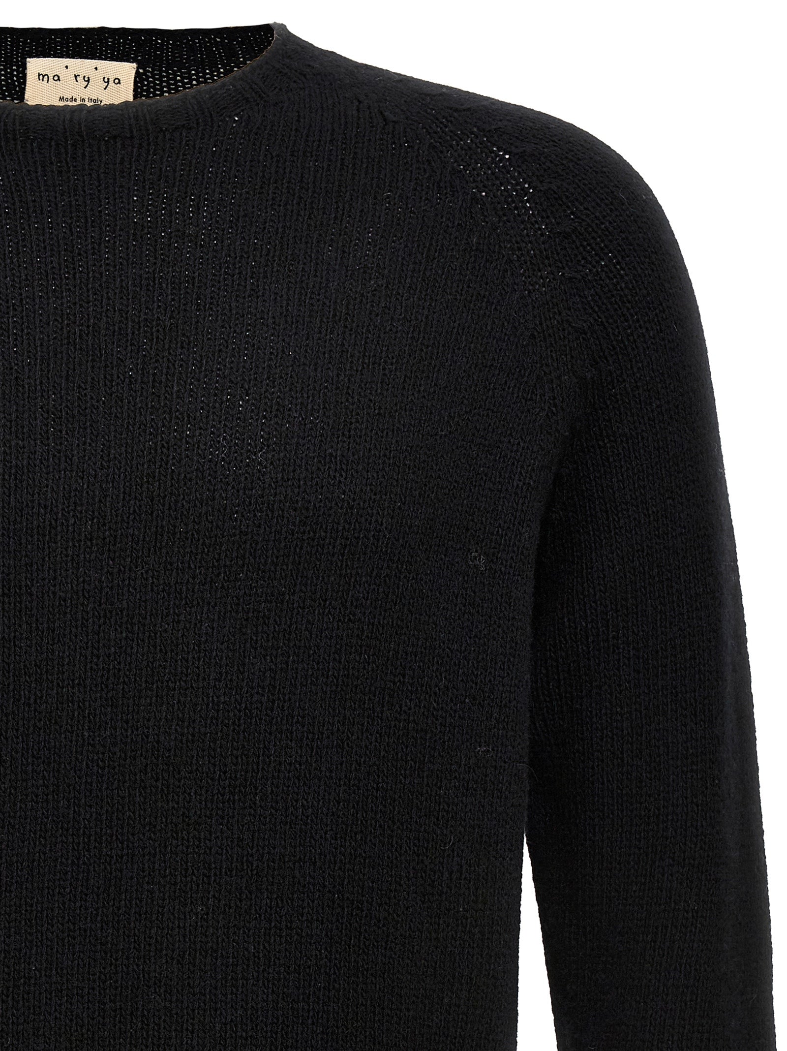 MA'RY'YA Schwarzer Cardigan aus Schurwolle