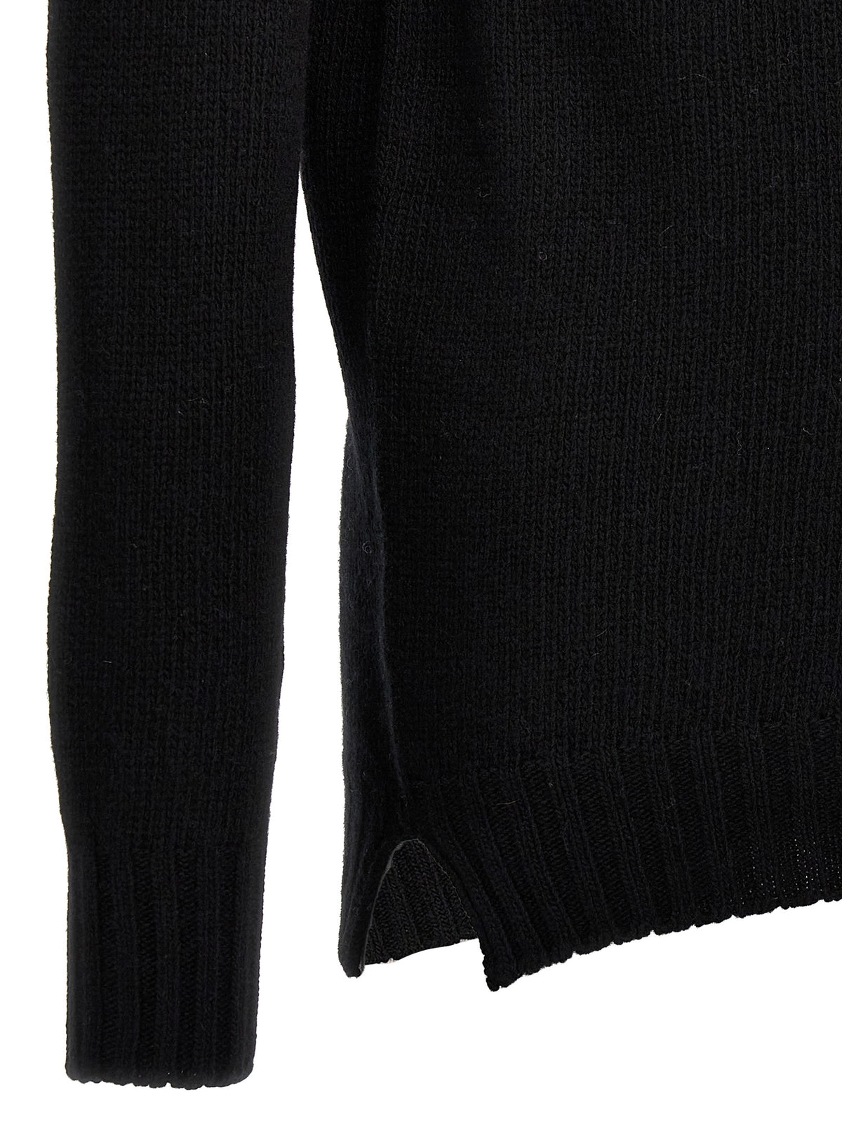 MA'RY'YA Schwarzer Cardigan aus Schurwolle