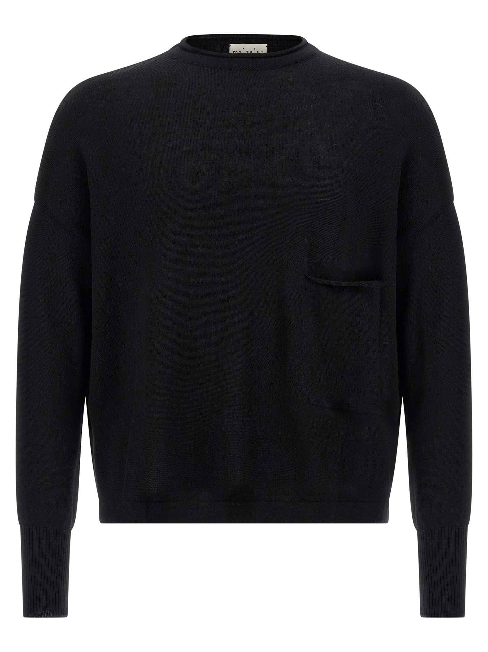 MA'RY'YA Schwarzer Cardigan aus Schurwolle