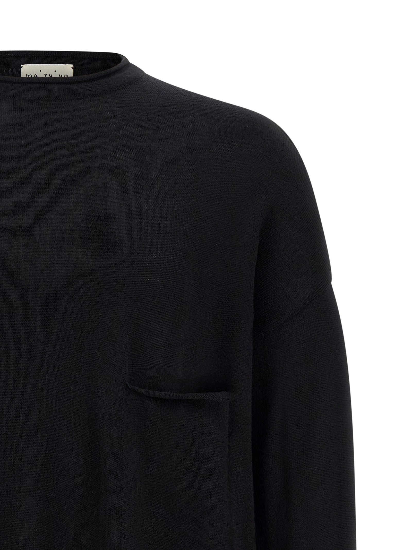 MA'RY'YA Schwarzer Cardigan aus Schurwolle