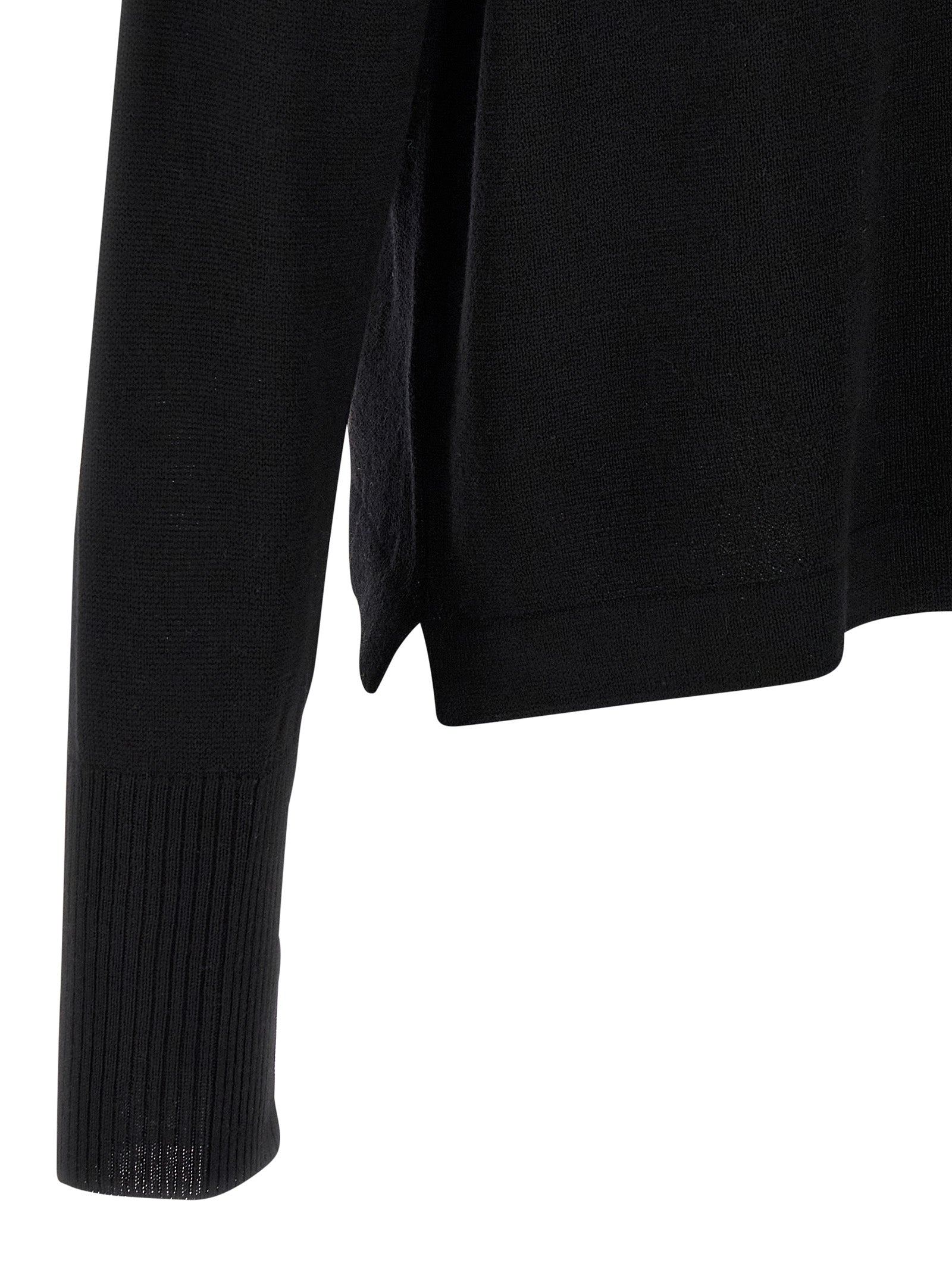 MA'RY'YA Schwarzer Cardigan aus Schurwolle