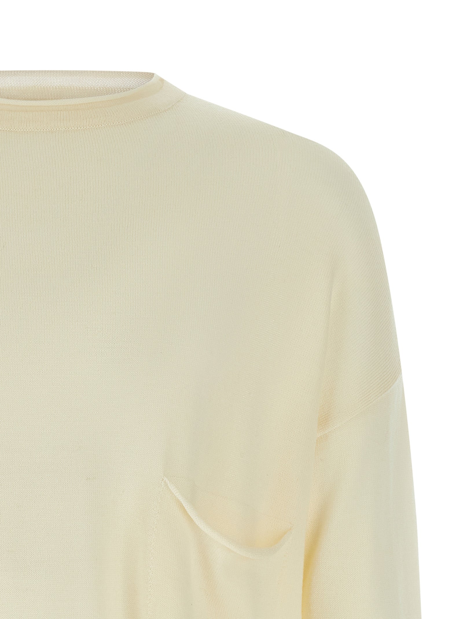 MA'RY'YA Weiße Strickjacke aus reiner Schurwolle