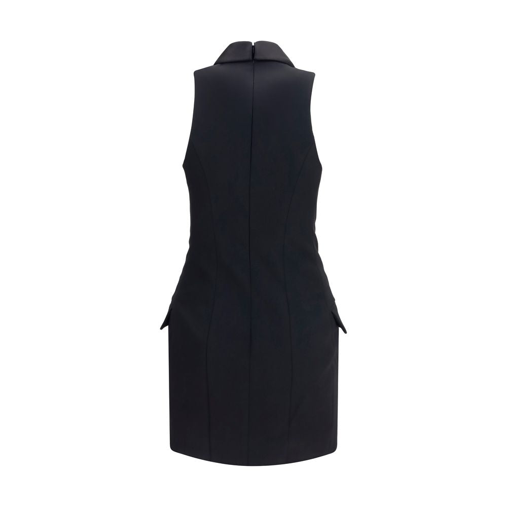 Balmain Schwarzes Oves Aries Wollkleid