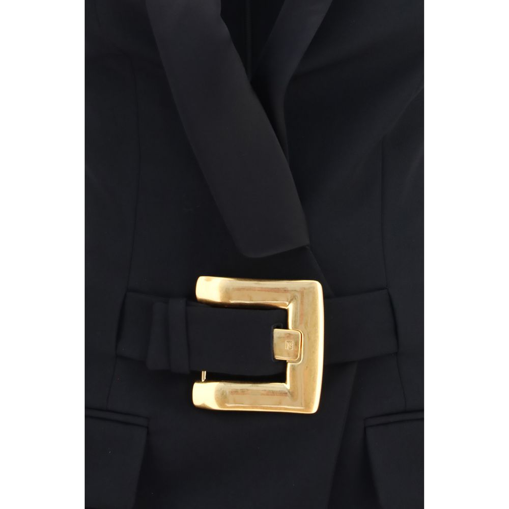 Balmain Schwarzes Oves Aries Wollkleid