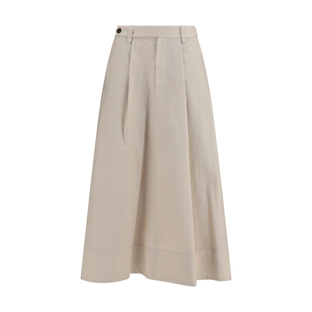 Brunello Cucinelli Beiger Baumwoll-Midirock