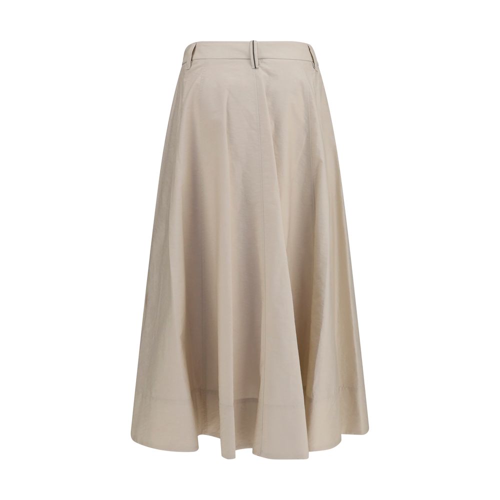 Brunello Cucinelli Beiger Baumwoll-Midirock