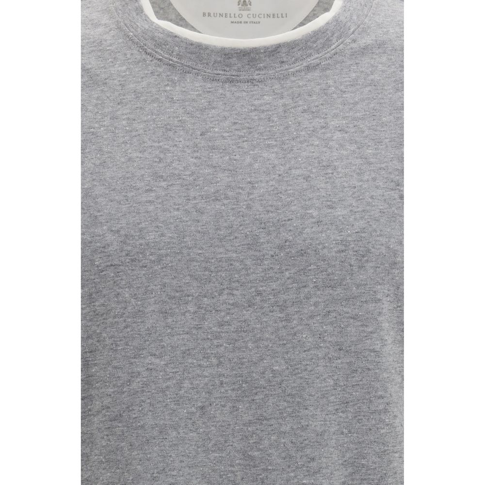 Brunello Cucinelli Graues Baumwoll-T-Shirt