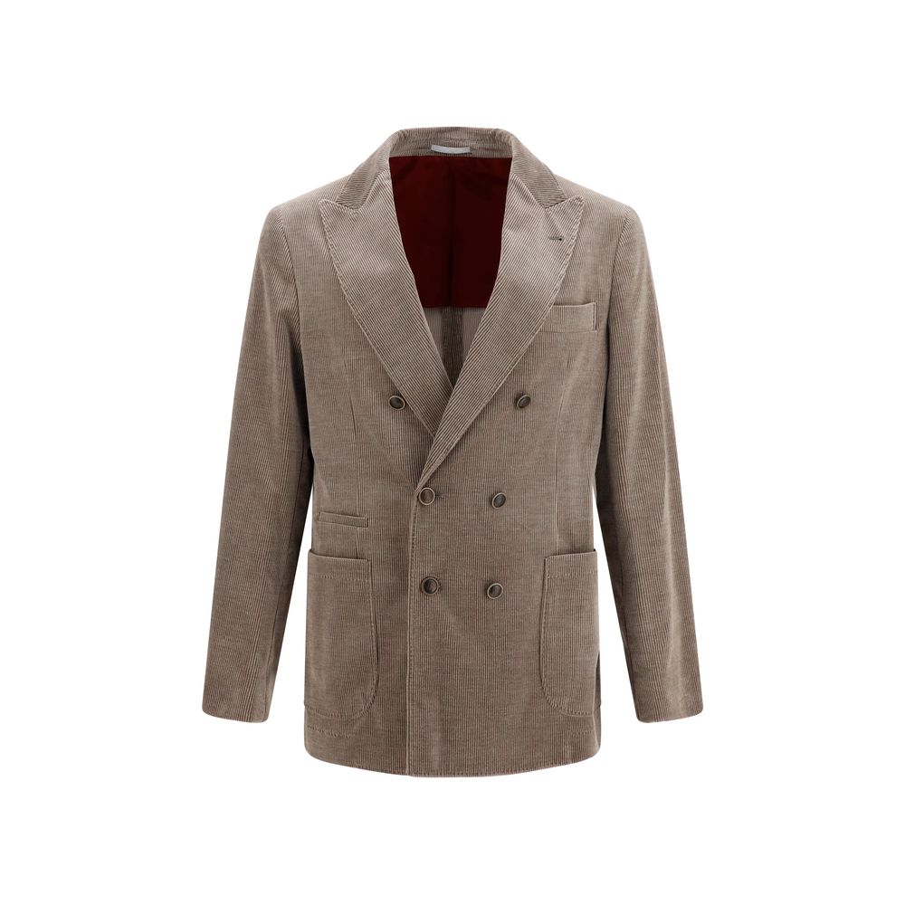 Brunello Cucinelli Graue Baumwolljacke in voller Länge
