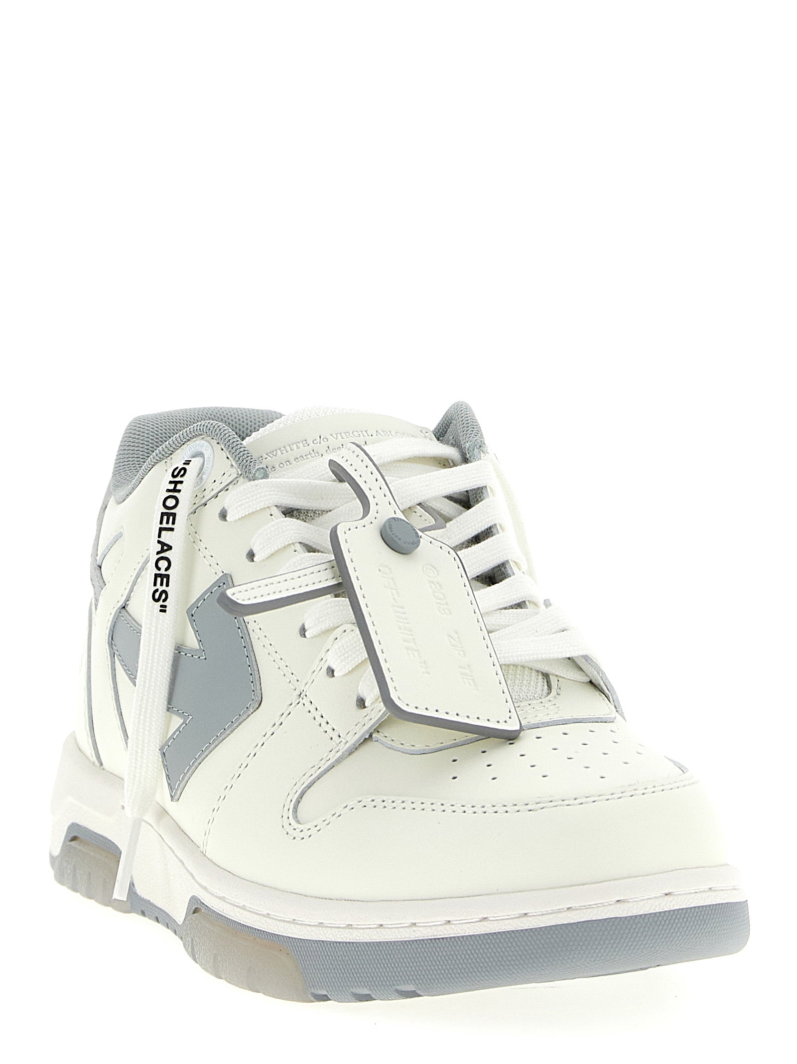 Off-White Graue Leder Low-Top-Sneaker