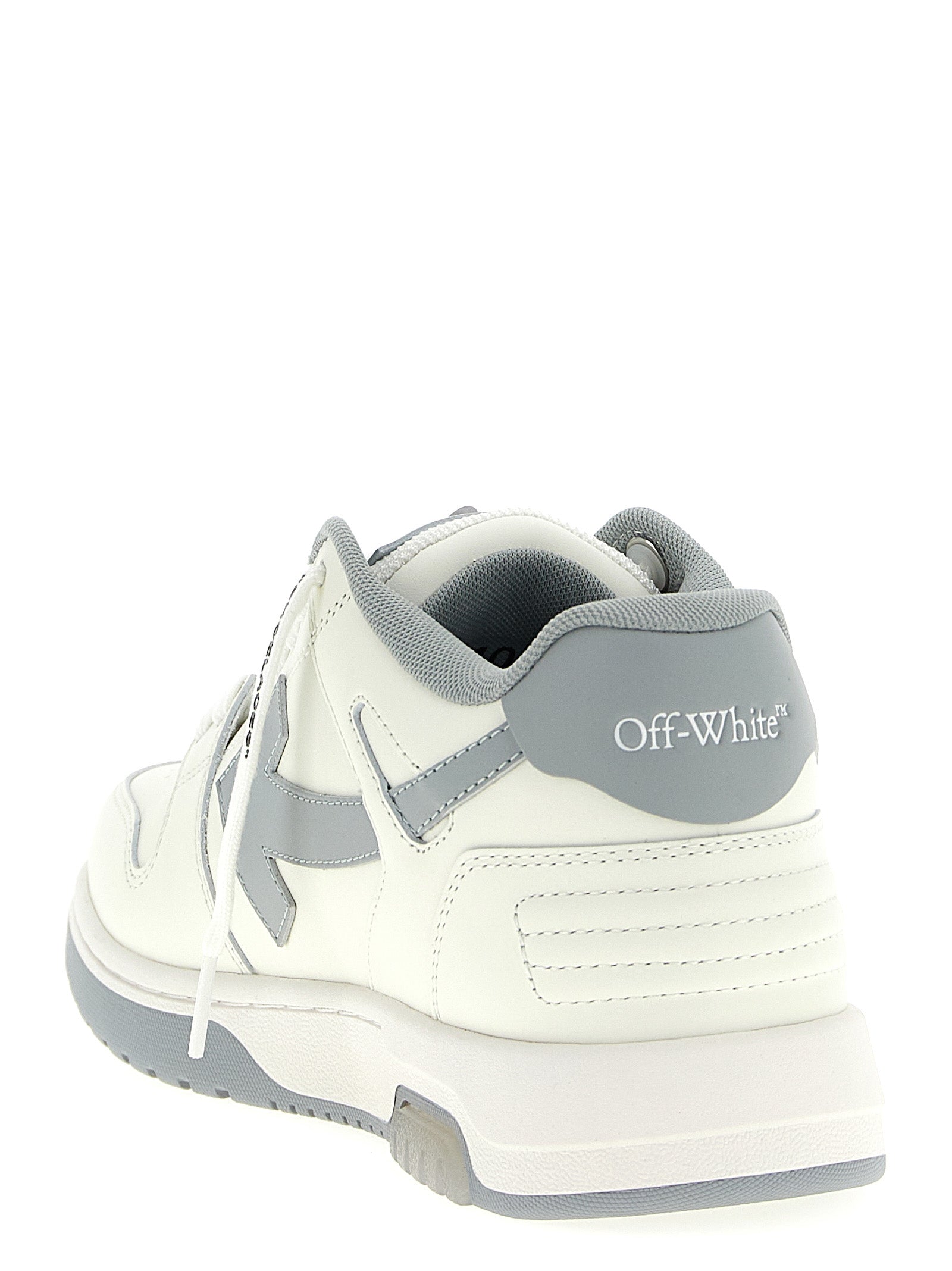 Off-White Graue Leder Low-Top-Sneaker