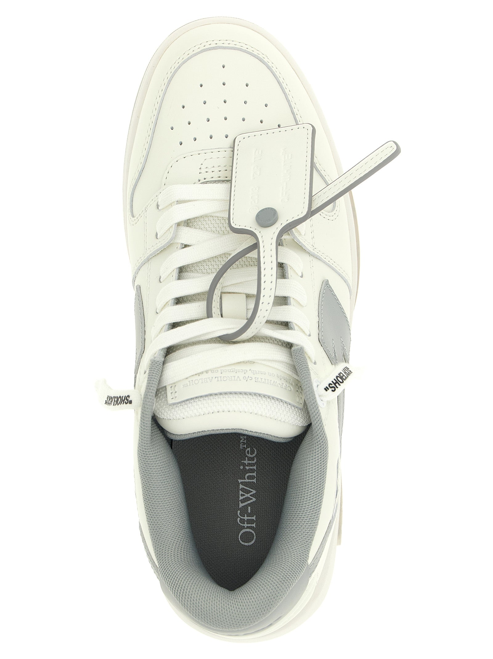 Off-White Graue Leder Low-Top-Sneaker