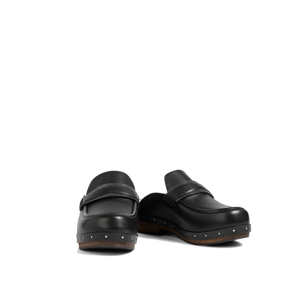 Brunello Cucinelli Schwarze Mules aus Leder