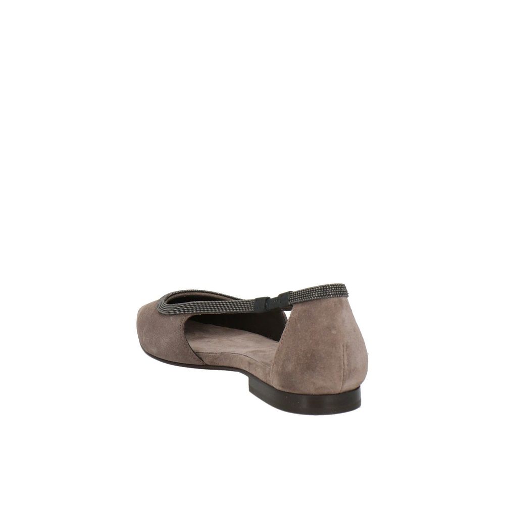 Brunello Cucinelli Graue Leder-Ballerinas