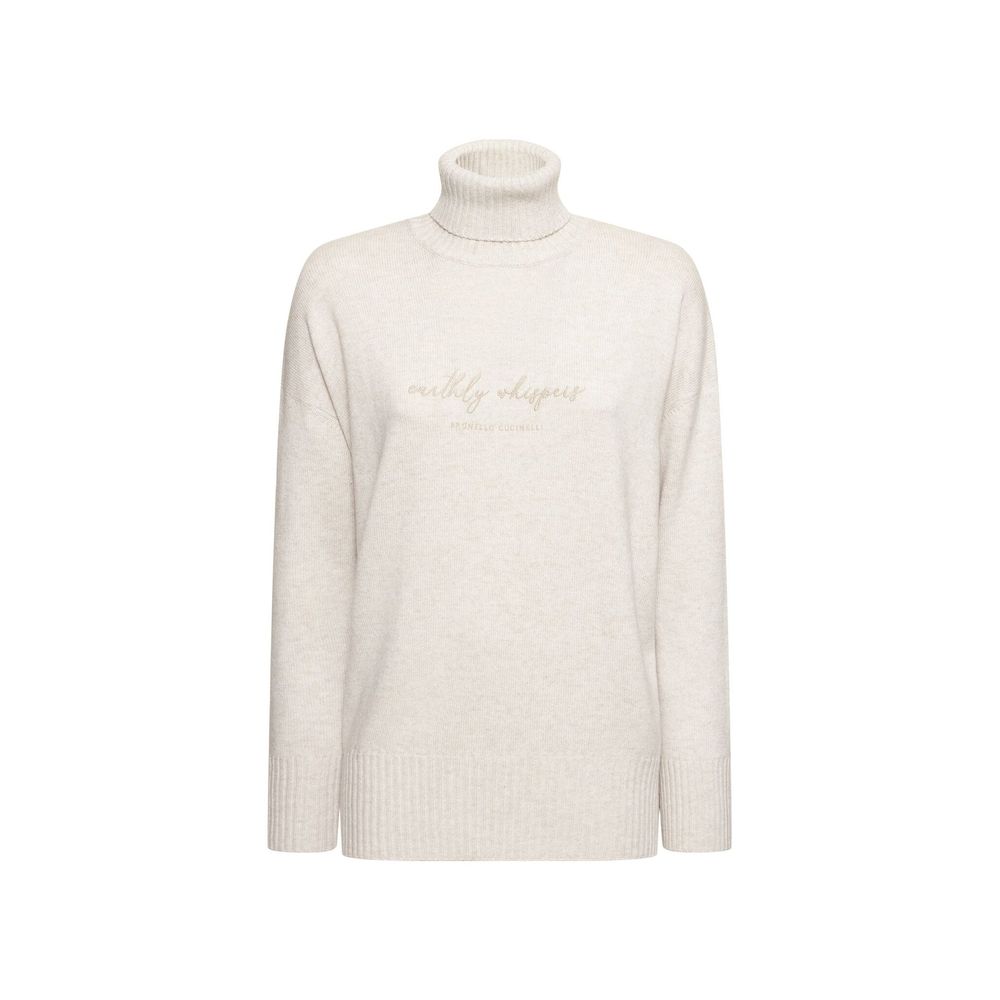 Brunello Cucinelli Beige Kaschmir-Rollkragenpullover