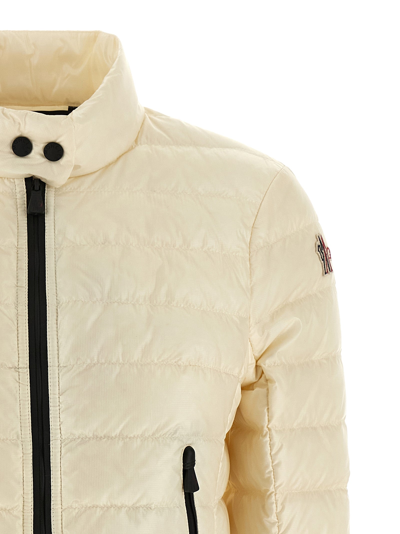 Moncler Grenoble Weiße Polyamid-Jacke in voller Länge