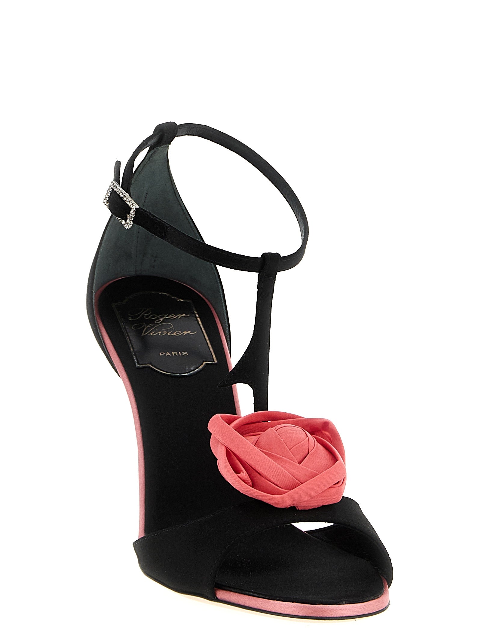 Roger Vivier Schwarze Sandalen mit Stilettoabsatz aus Viskose