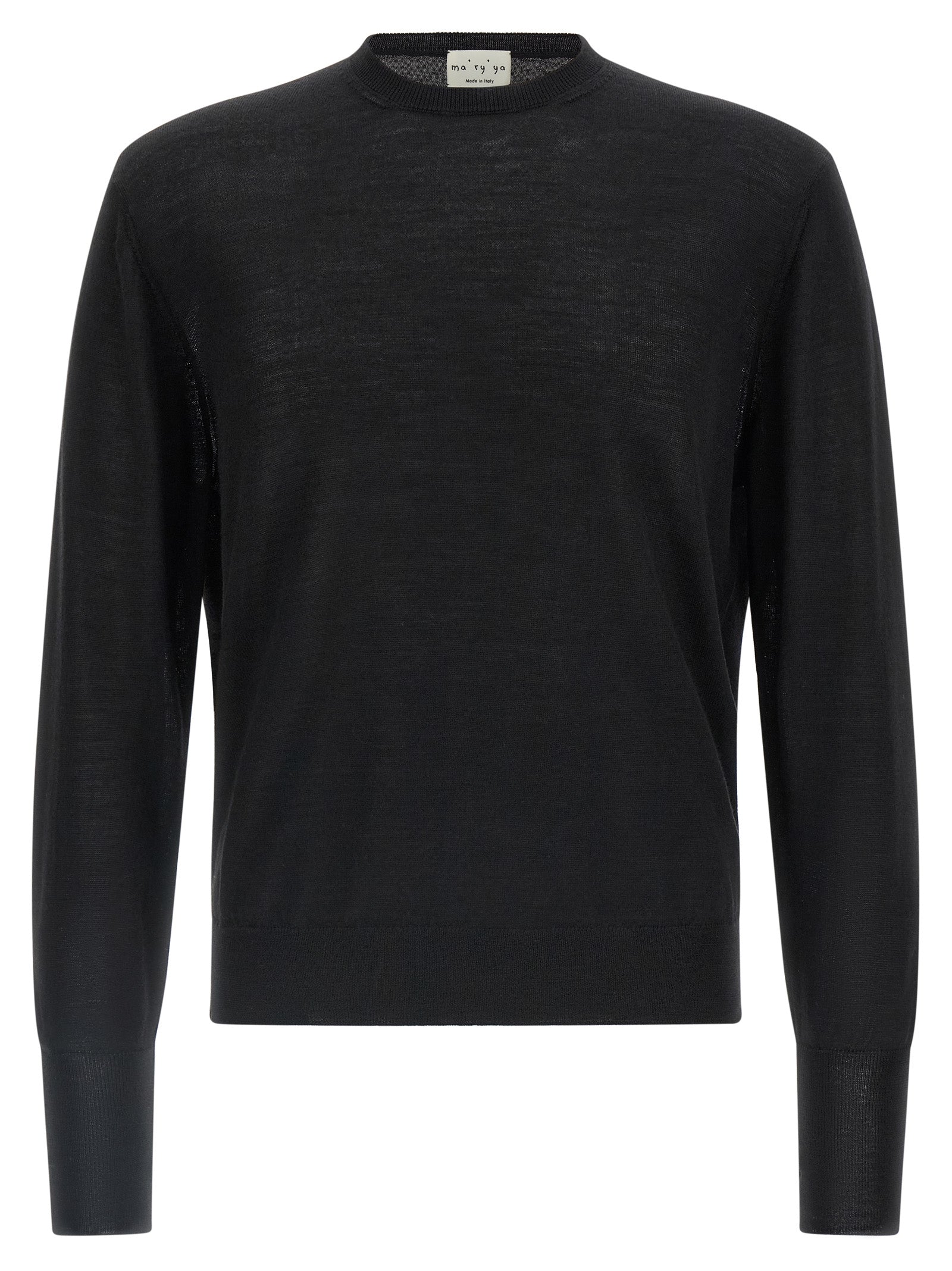 MA'RY'YA Schwarzer Cardigan aus Schurwolle