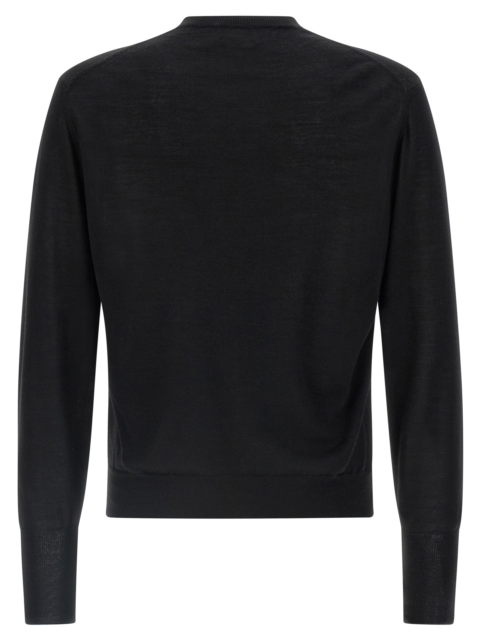 MA'RY'YA Schwarzer Cardigan aus Schurwolle