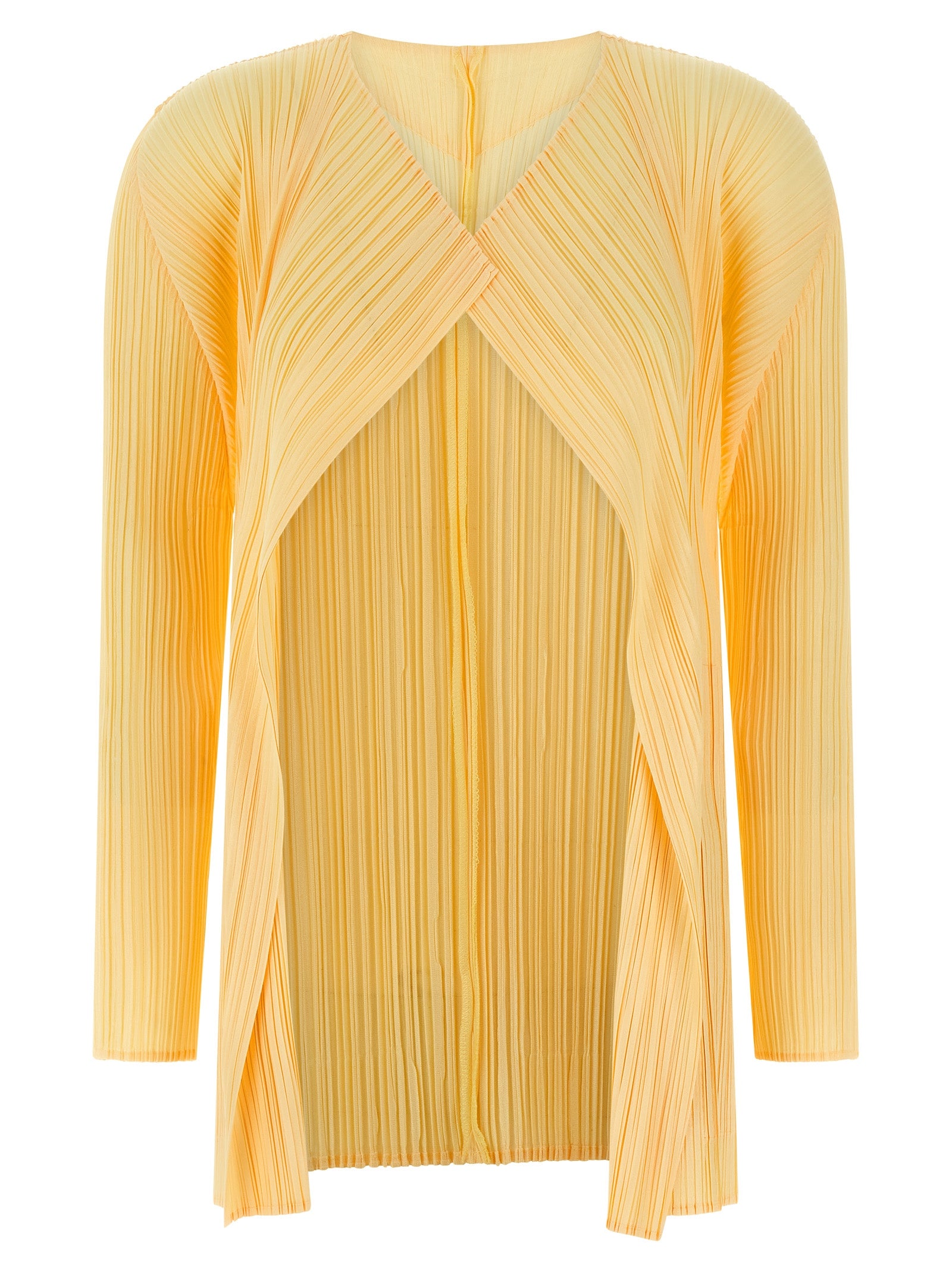 PLEATS PLEASE ISSEY MIYAKE Zweifarbige Polyester-Strickjacke