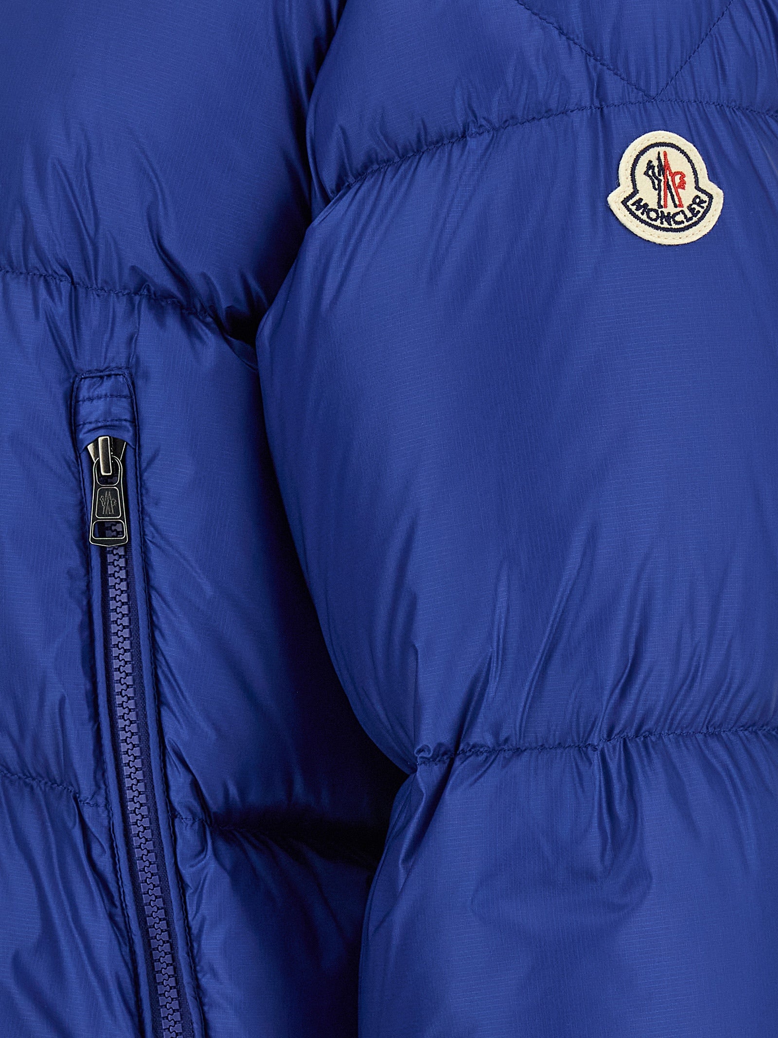 Moncler Blaue Polyamid-Jacke in voller Länge