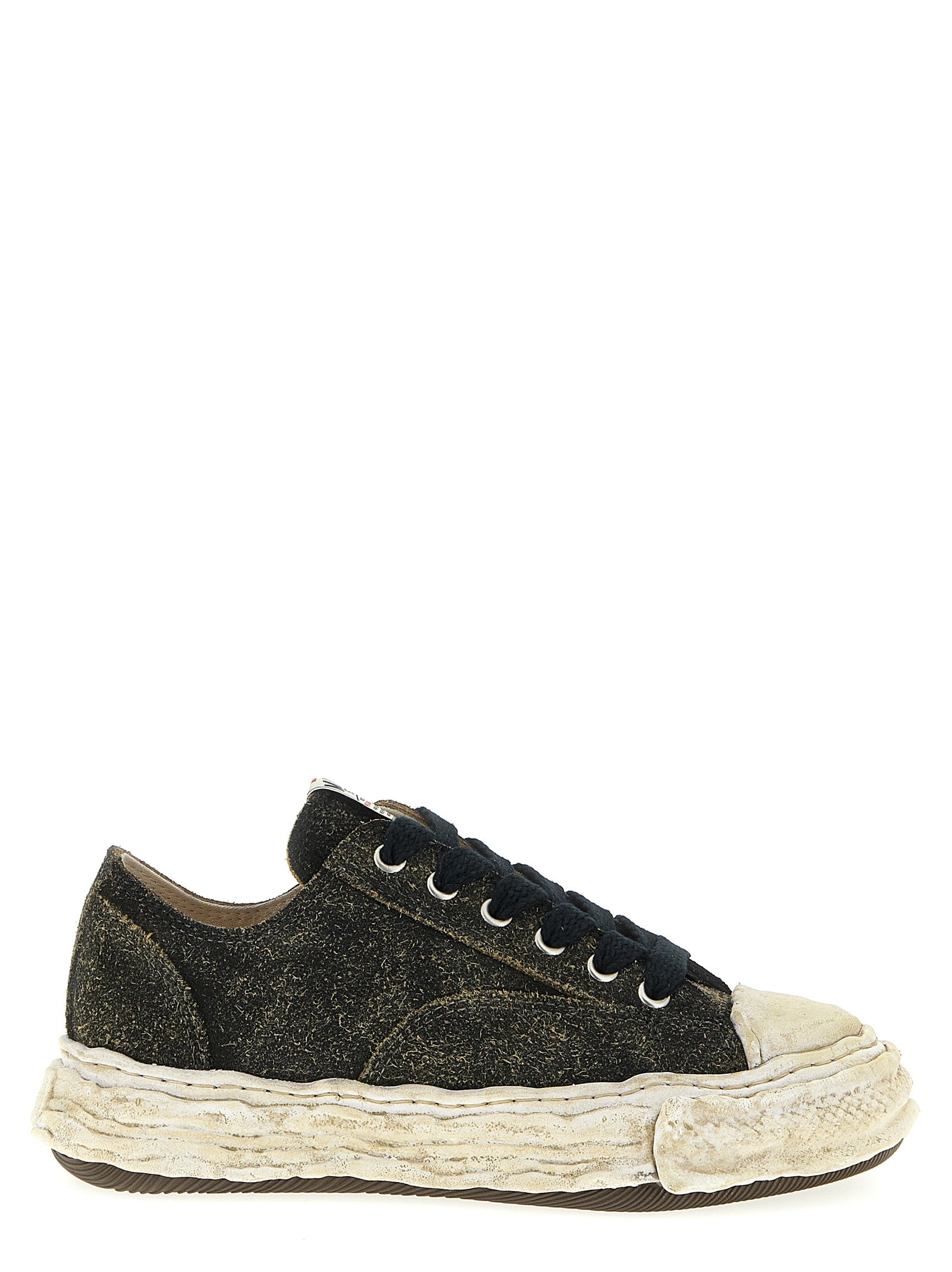 Maison Mihara Yasuhiro Schwarze Low-Top-Sneaker aus Rindsleder
